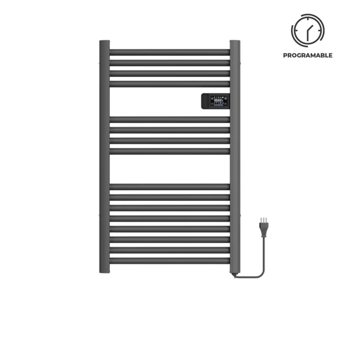 Calefactor Secador de Toallas Eléctrico para Baño Programable 500 w Mural 88x54 cm Vesubio Gris Grafito