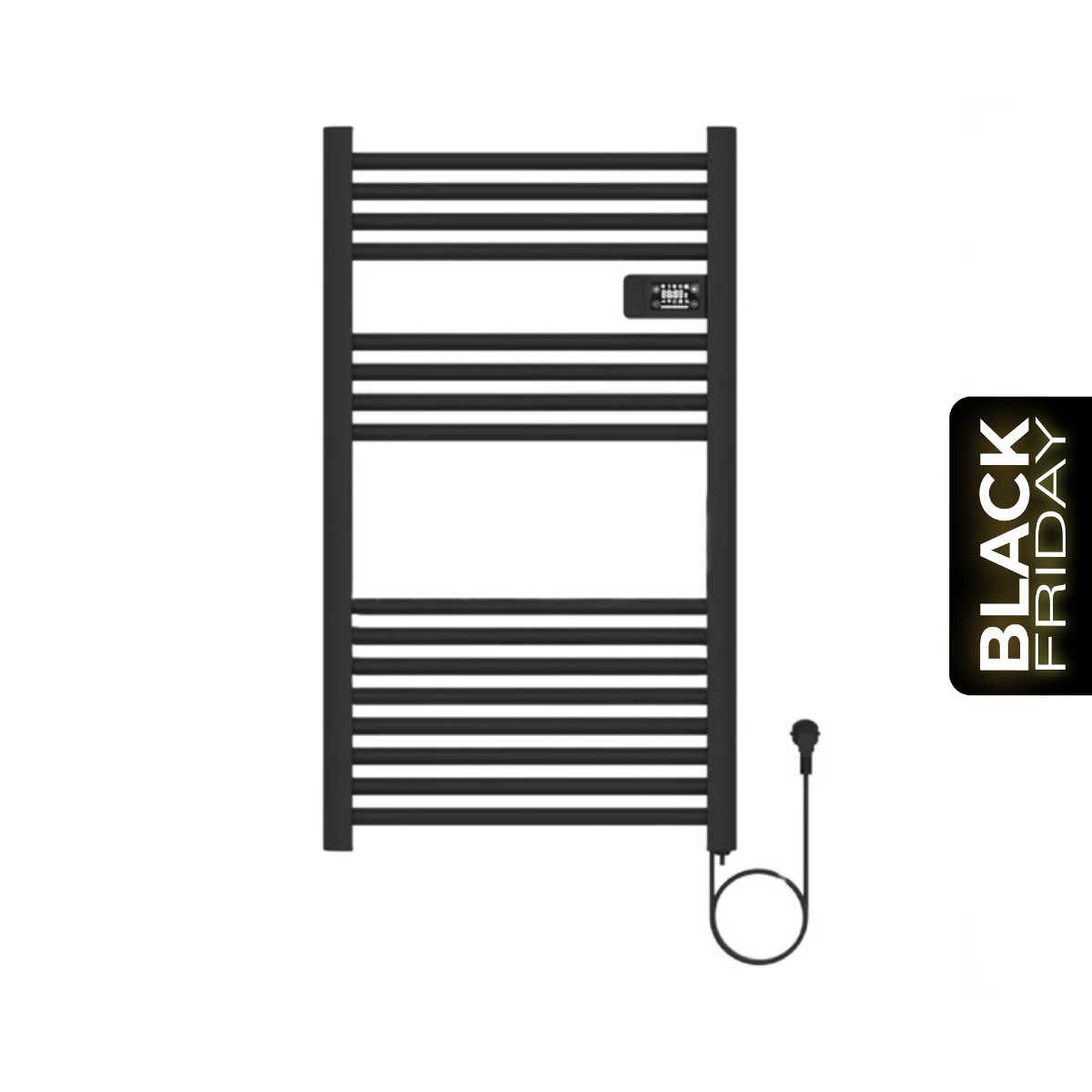 Calefactor Secador de Toallas Eléctrico para Baño Programable 500 w Mural 88x54 cm Vesubio Negro