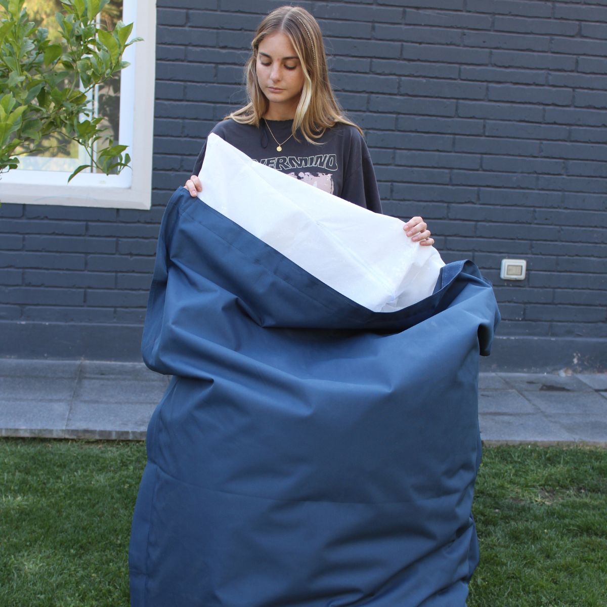 Cojin Gigante Anakena - Azul Exterior XL (Relleno Incluido)