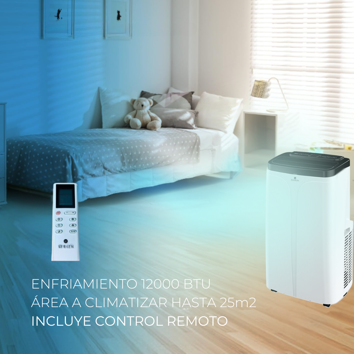 Aire Acondicionado Portátil Calefactor 4 en 1 - 12.000 BTU Frio / Calor Wifi Chamonix + Kit Ventana Corrediza 1,76 mt