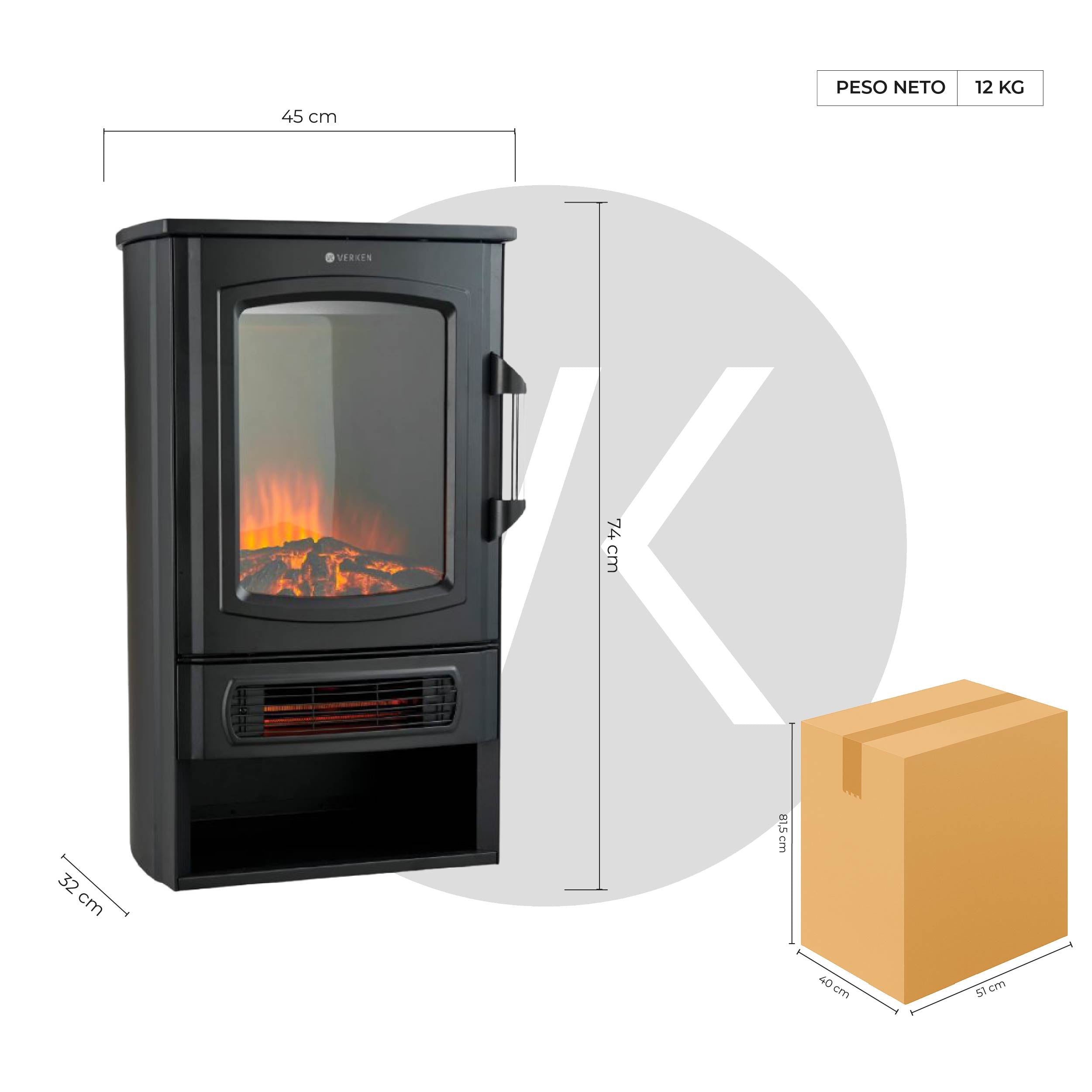 Calefactor Chimenea Eléctrica Magma 2000W