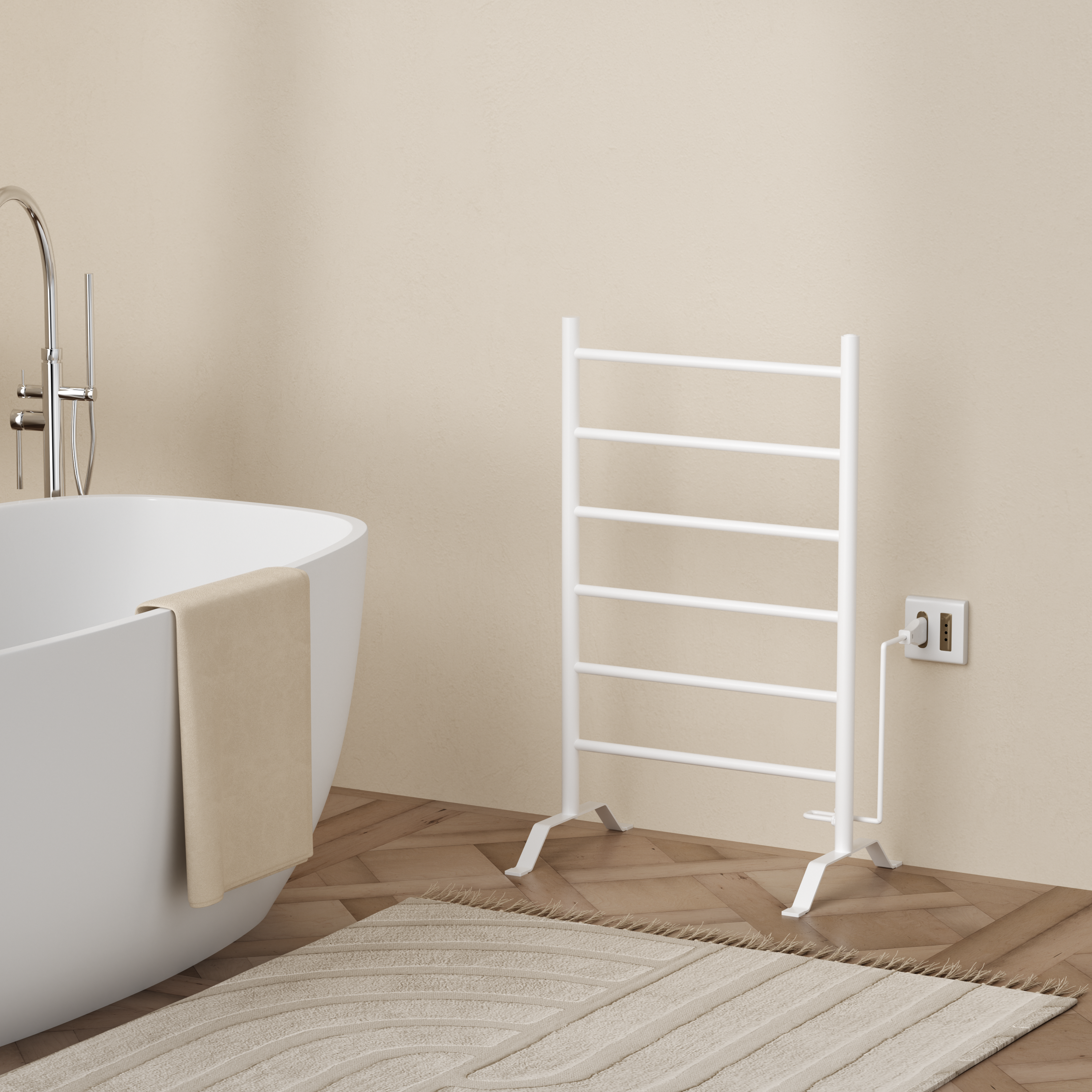 Calefactor Secador de Toallas Eléctrico para Baño 80W Pedestal 70x45 cm Vico Blanco