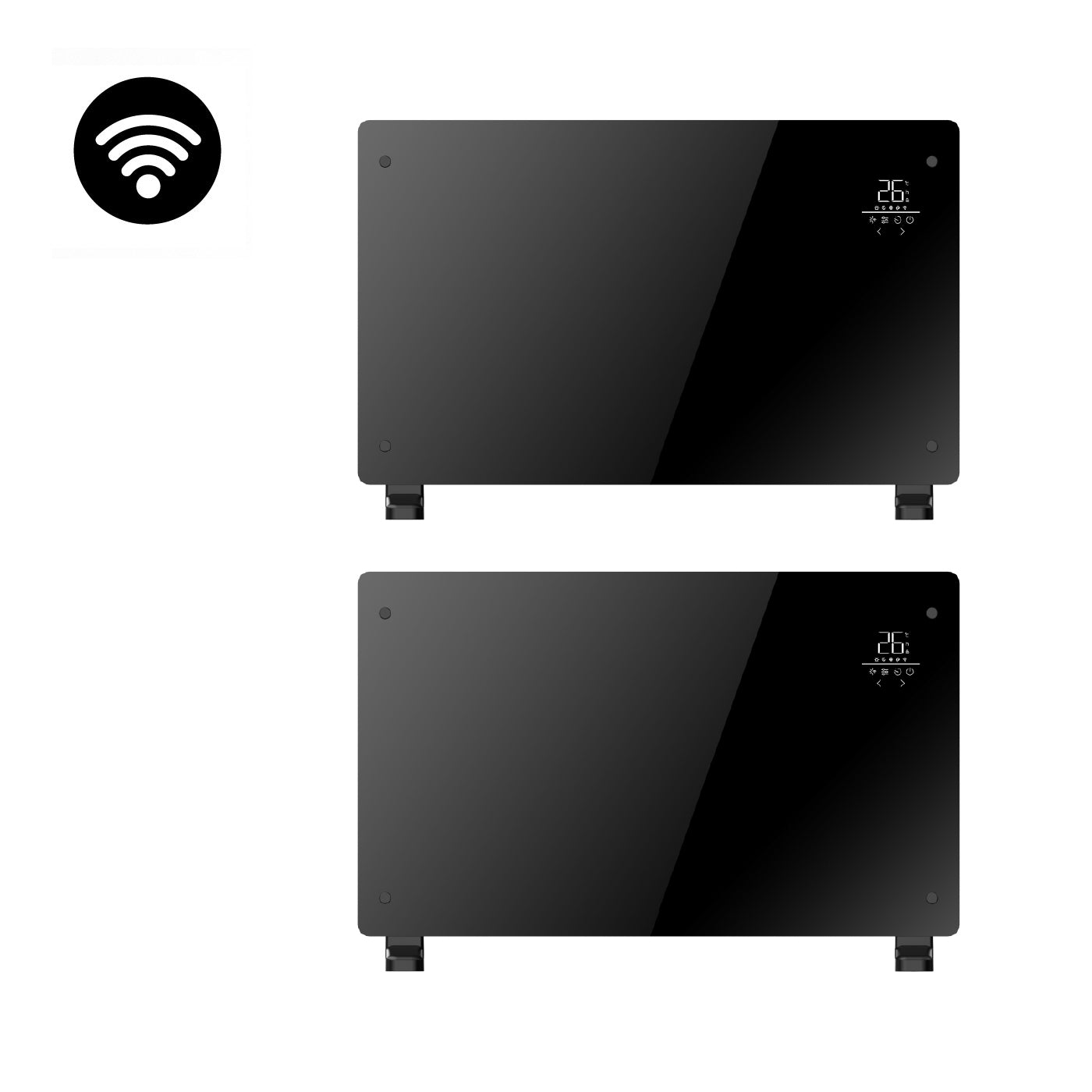 Pack x2 Estufas Paneles Radiadores Eléctricos Heatglass Negro 2000W