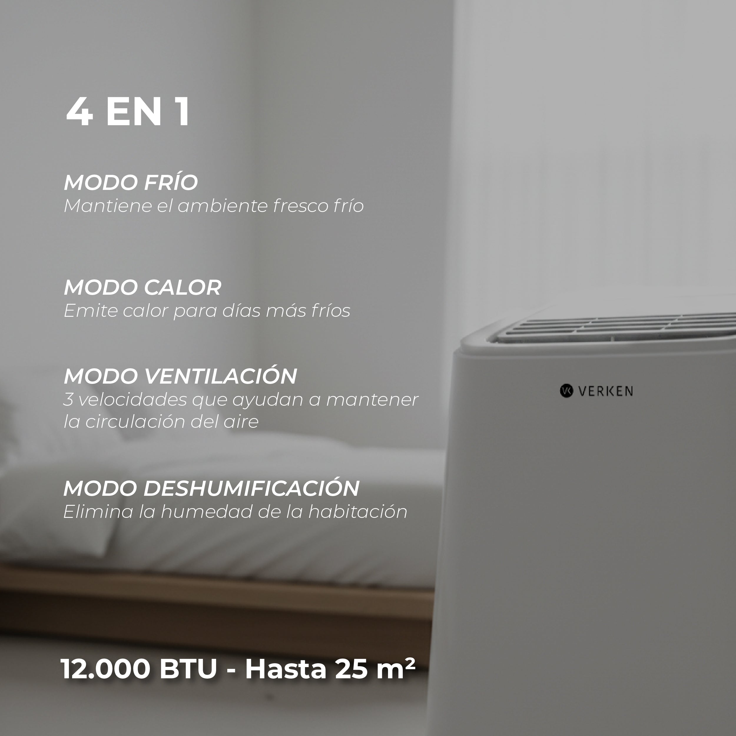 Aire Acondicionado Portátil Calefactor 4 en 1 - 12.000 BTU Frio / Calor Wifi Chamonix + Kit Ventana Corrediza 1,80 mt