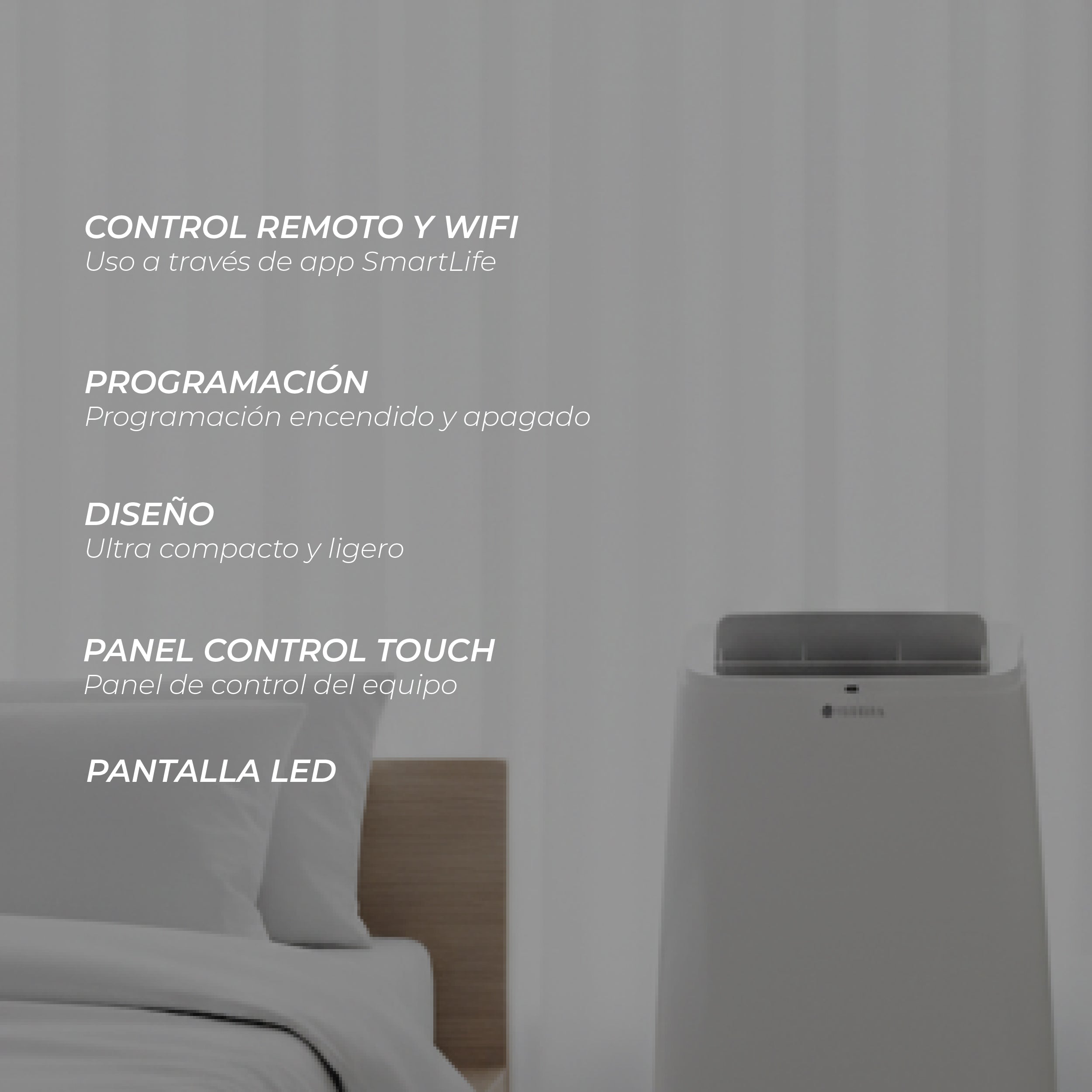 Aire Acondicionado Portátil Calefactor 4 en 1 - 12.000 BTU Frio / Calor Wifi Chamonix + Kit Ventana Corrediza 1,80 mt