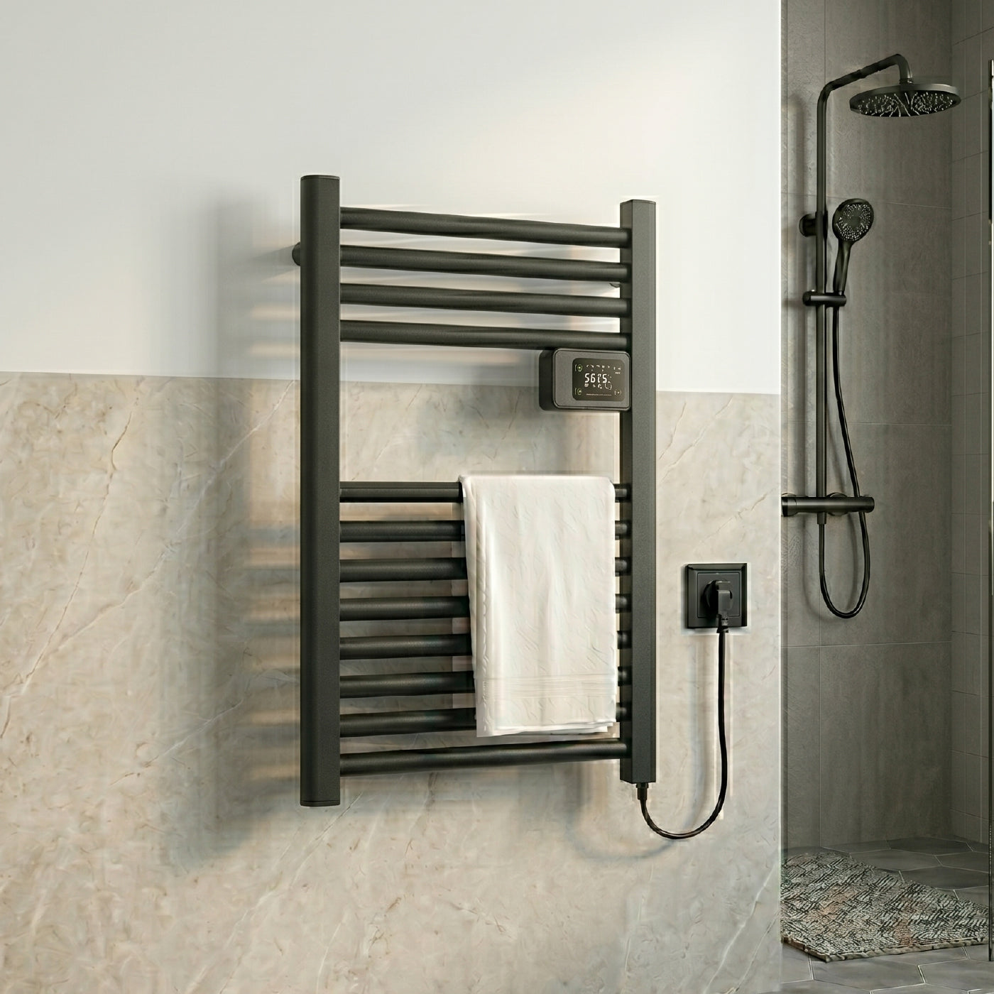 Calefactor Secador de Toalla Eléctrico para Baño 250W Mural 70cm x 40cm Siena
