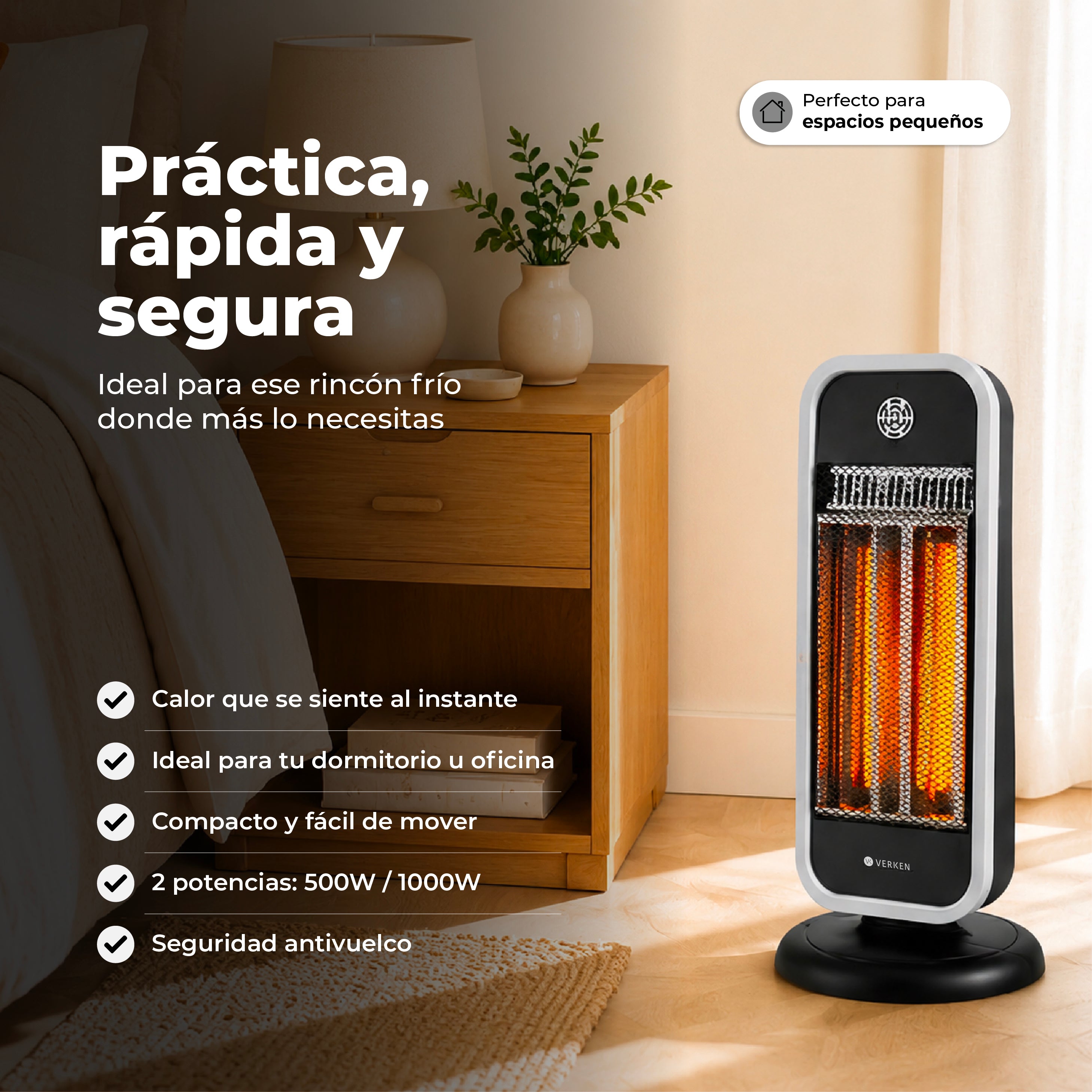 Estufa Eléctrica Fibra de Carbono Atlas 1000W