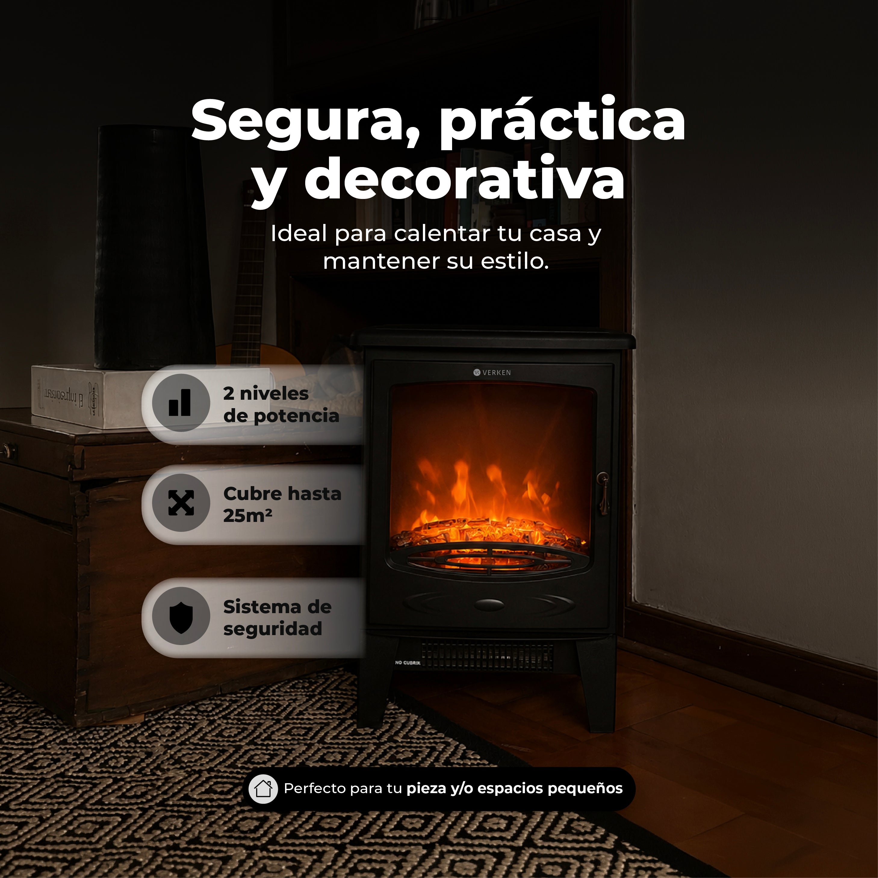 Calefactor Chimenea Eléctrica Fiura 1800W