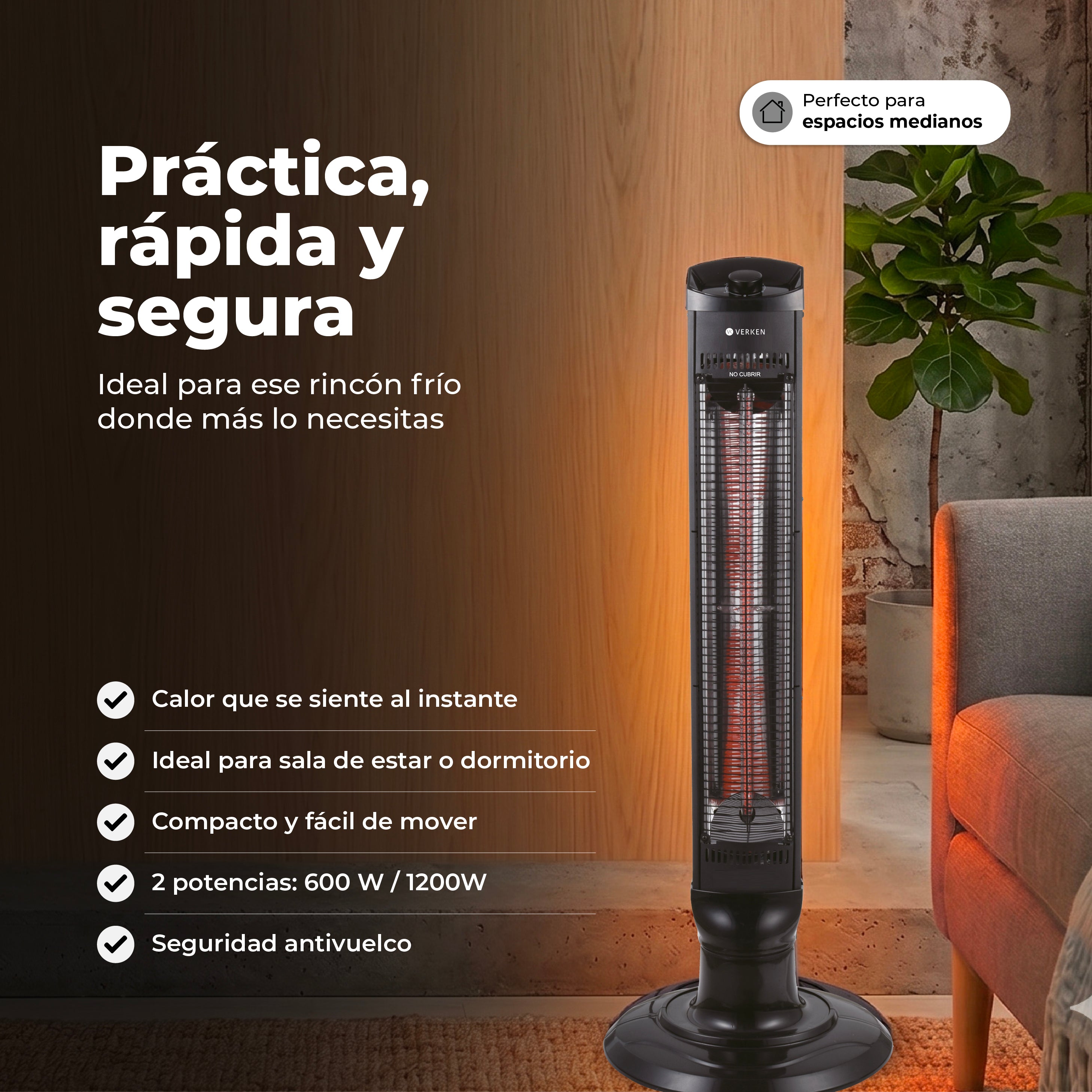Estufa Eléctrica Fibra de Carbono Polaris 1200W