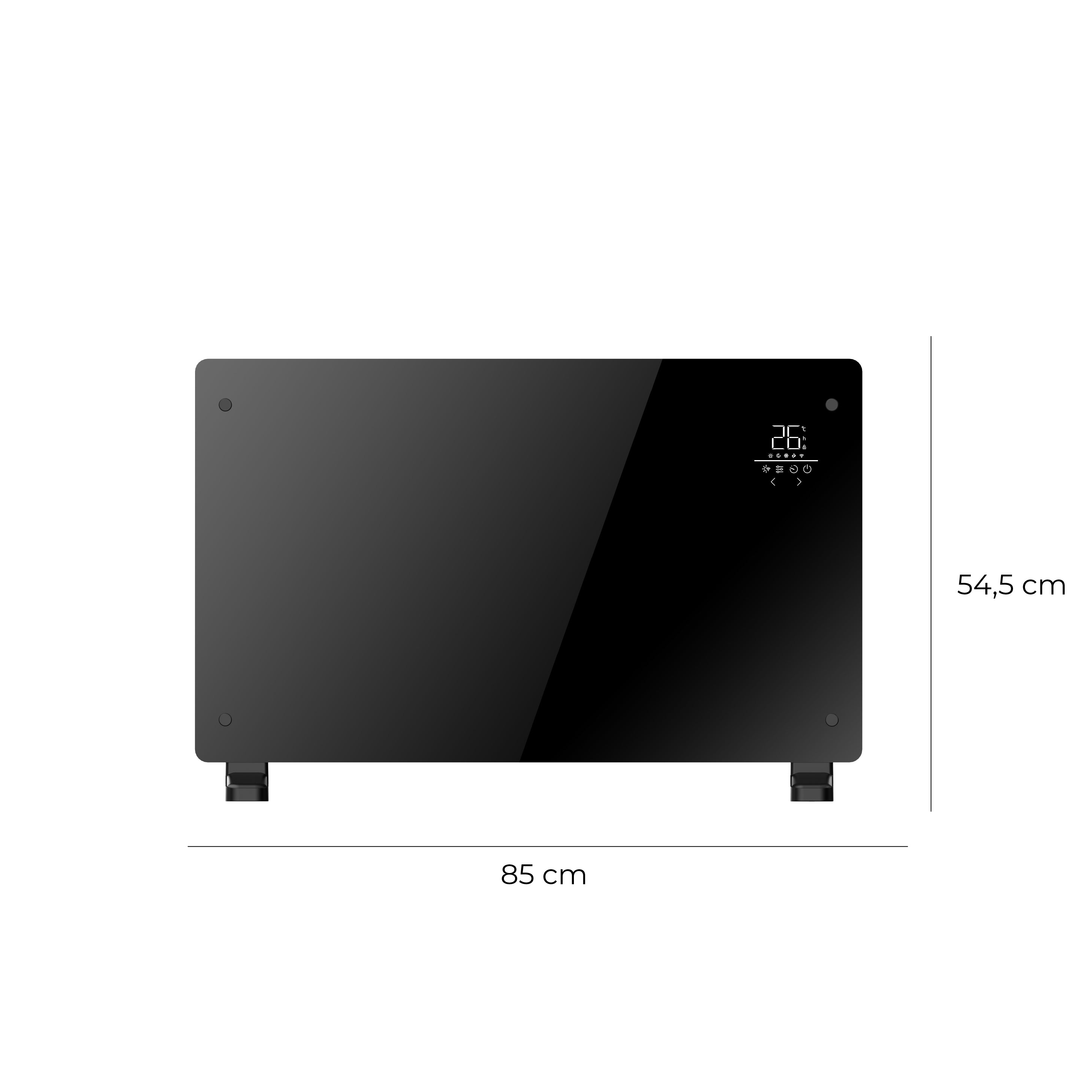 Pack x2 Estufas Paneles Radiadores Eléctricos Heatglass Negro 2000W