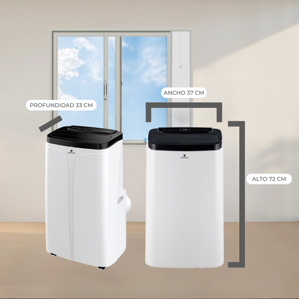 Aire Acondicionado Portátil Calefactor 4 en 1 - 12.000 BTU Frio / Calor Wifi Chamonix + Kit Ventana Corrediza 1,76 mt