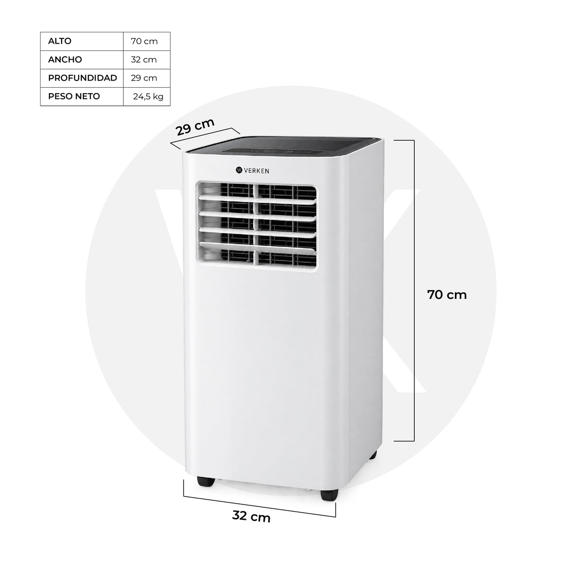 Aire Acondicionado Portátil 4 en 1 - 12.000 BTU Frío / Calor Lech + Kit Ventana Corrediza 1,80 mt