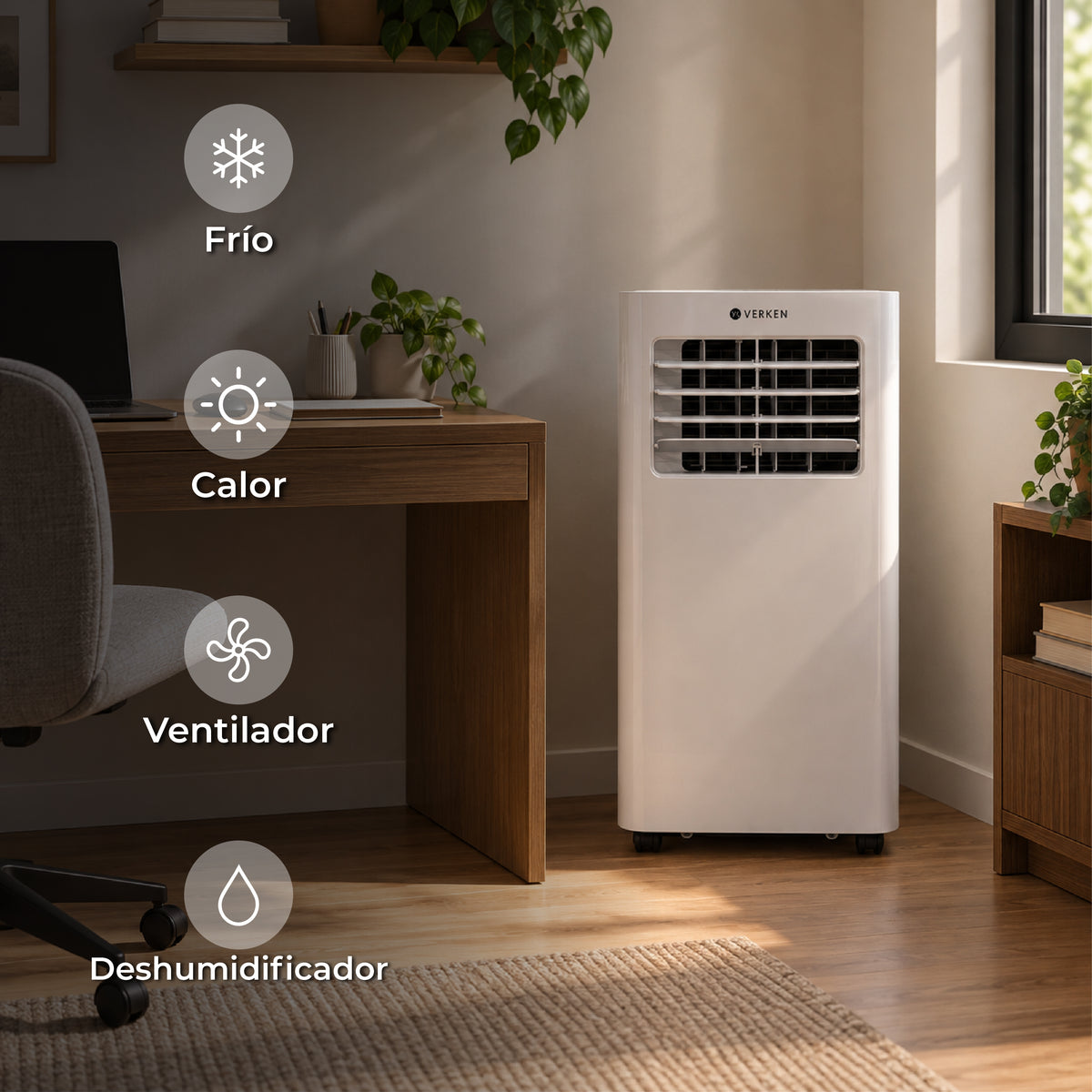 Aire Acondicionado Portátil 4 en 1 - 12.000 BTU Frío / Calor Lech + Kit Ventana Corrediza 1,80 mt