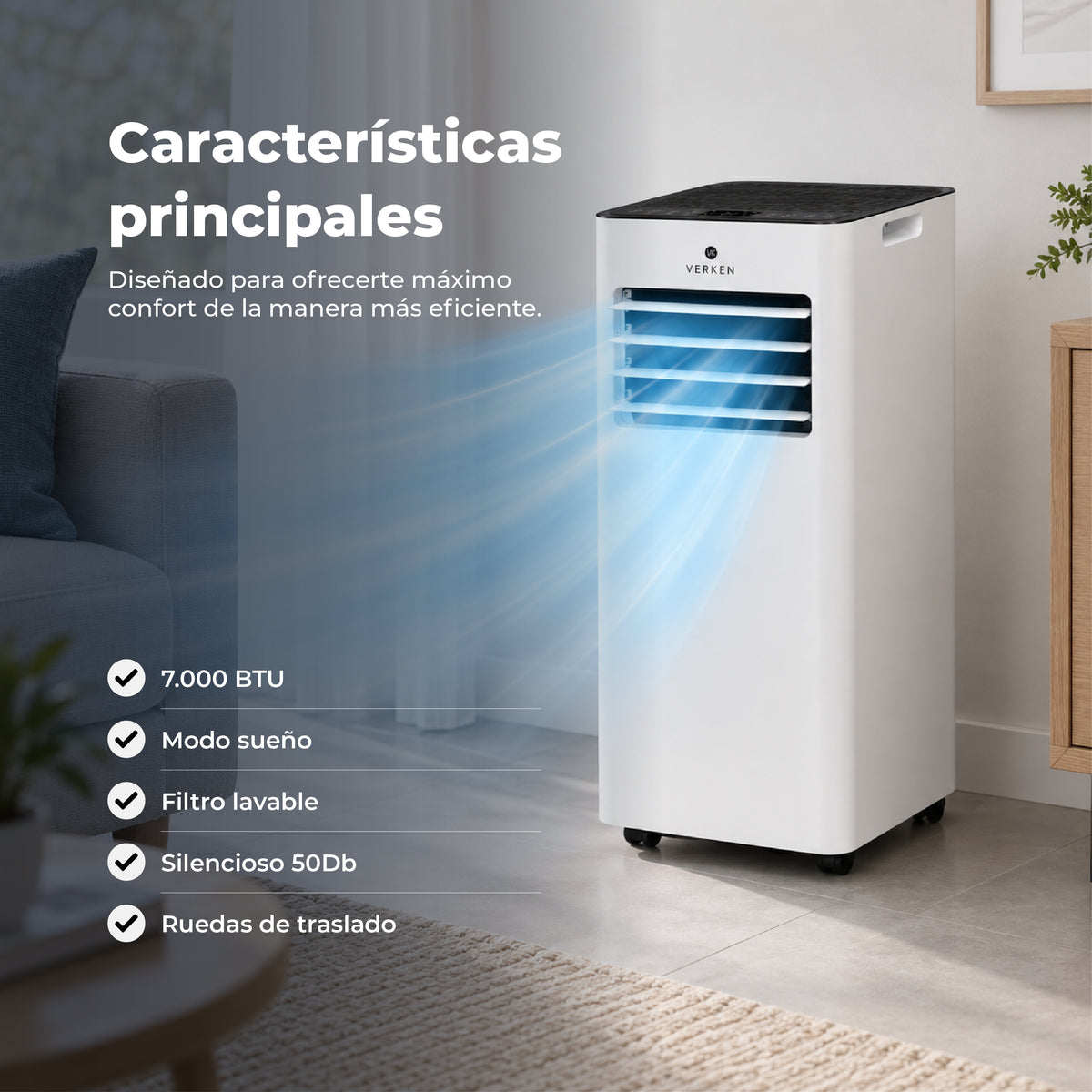 Aire Acondicionado Portátil 3 en 1 - 7.000 BTU Frio Zermatt + Kit Ventana Corrediza 1,76 mt