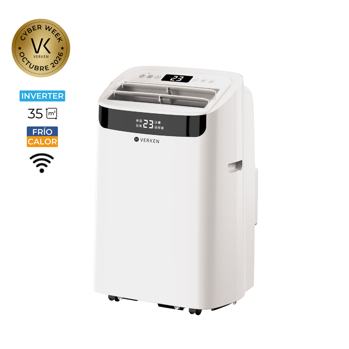 Aire Acondicionado Portátil Inverter 4 en 1 - 14.000 BTU Frío Calor Wifi Aspen (hasta 35 m²) + Kit Ventana Corrediza 1,76 mt
