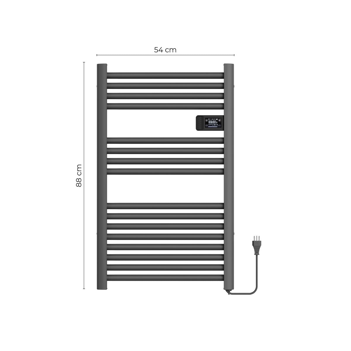 Calefactor Secador de Toallas Eléctrico para Baño Programable 500 w Mural 88x54 cm Vesubio Gris Grafito