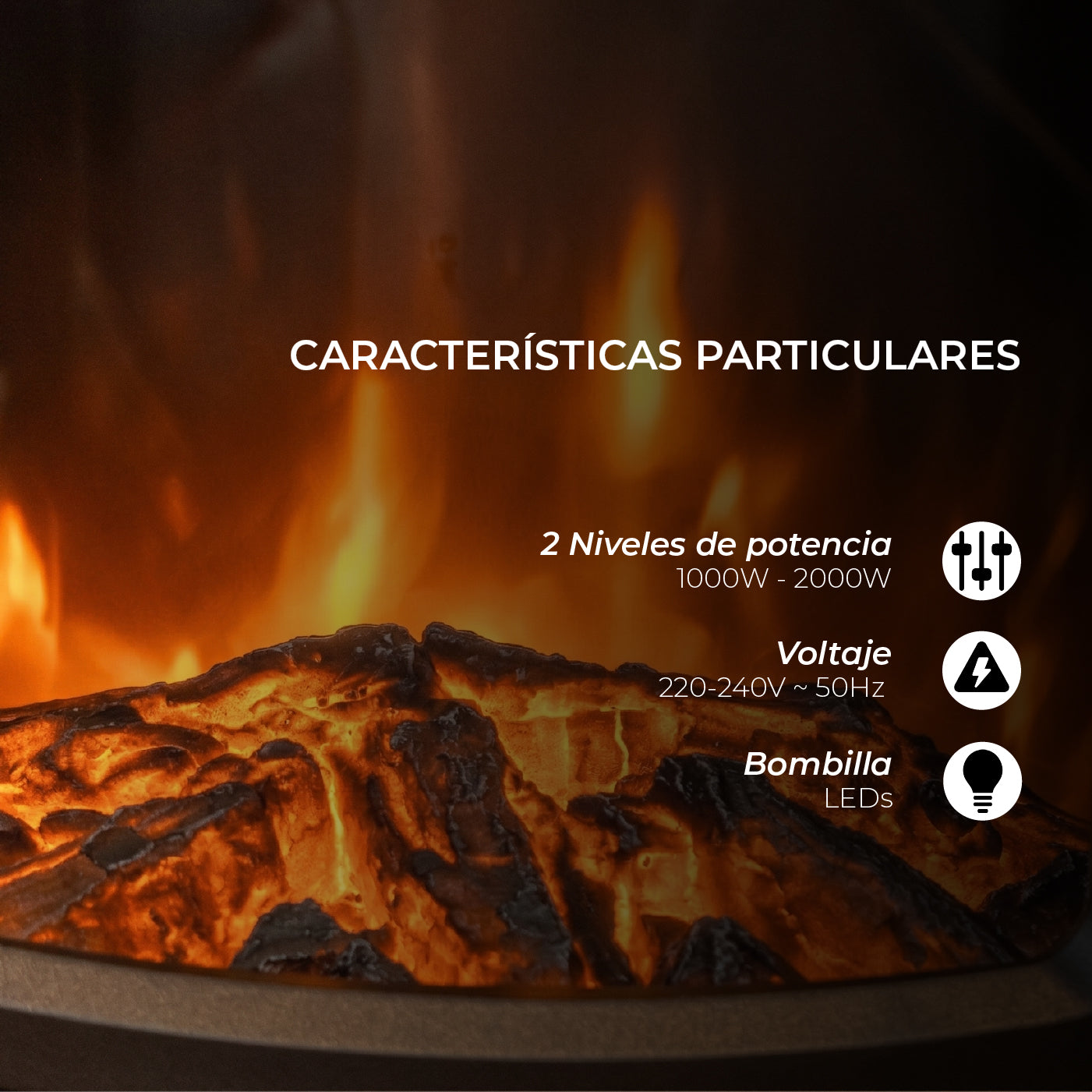 Calefactor Chimenea Eléctrica Krakatoa 2000W