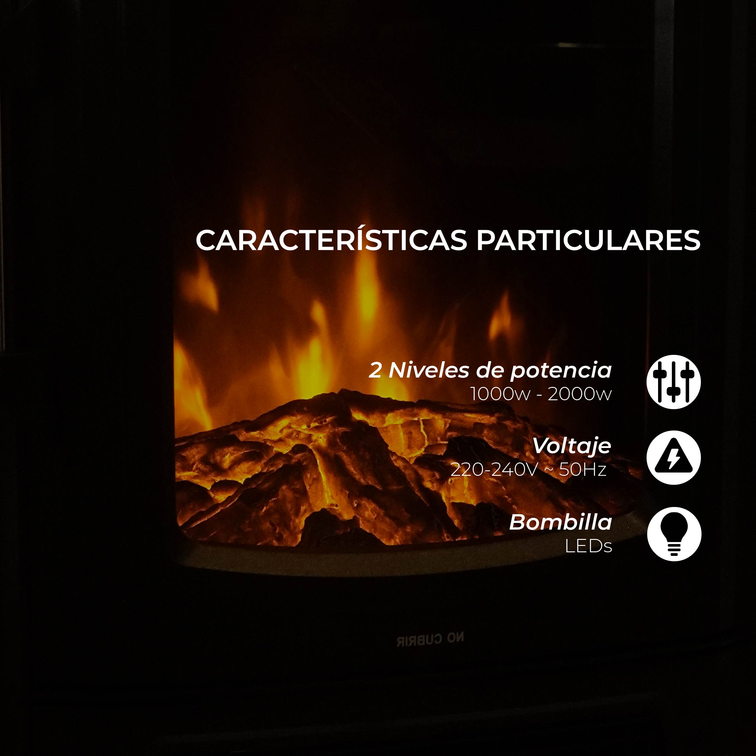 Calefactor Chimenea Eléctrica Krakatoa 2000W