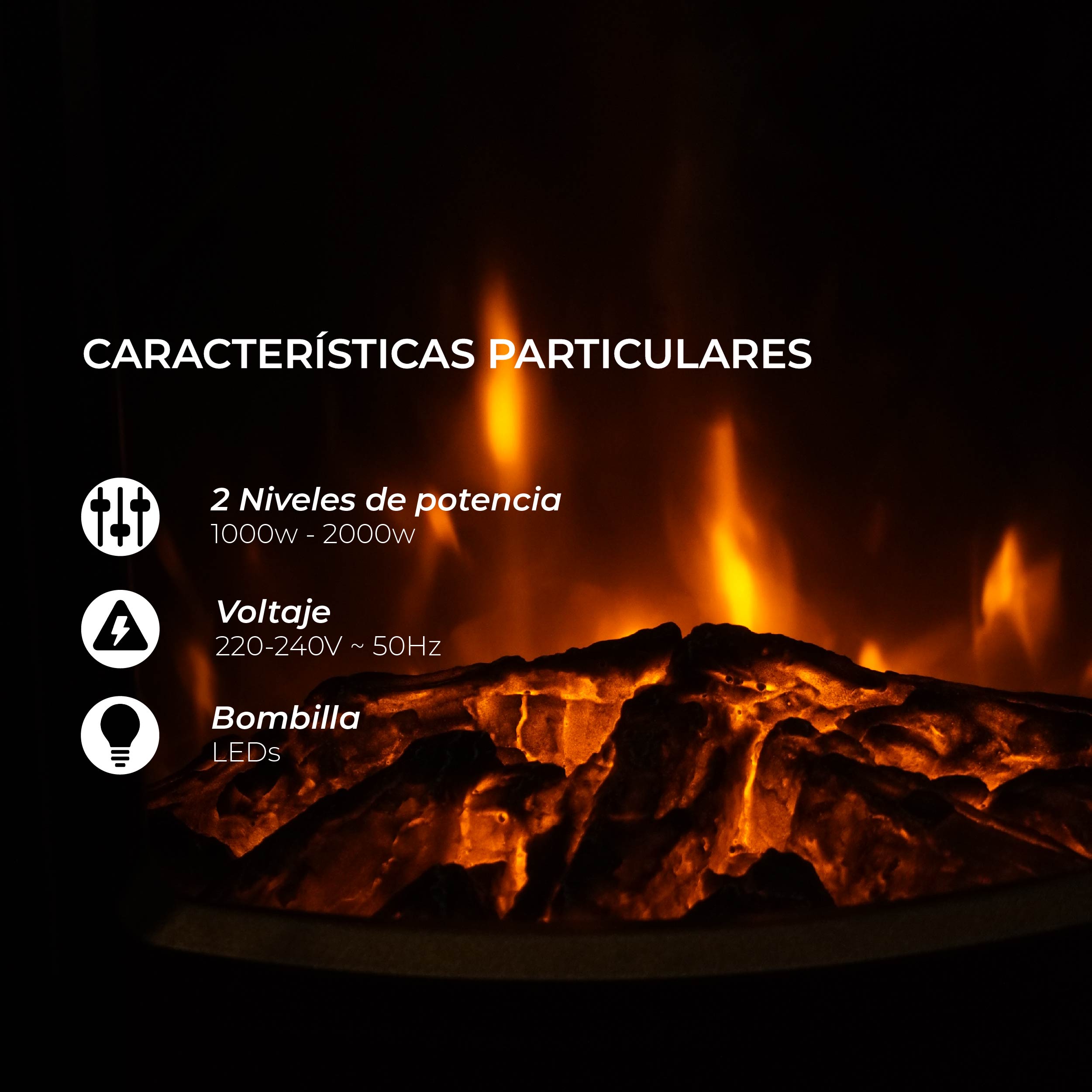 Calefactor Chimenea Eléctrica Magma 2000W