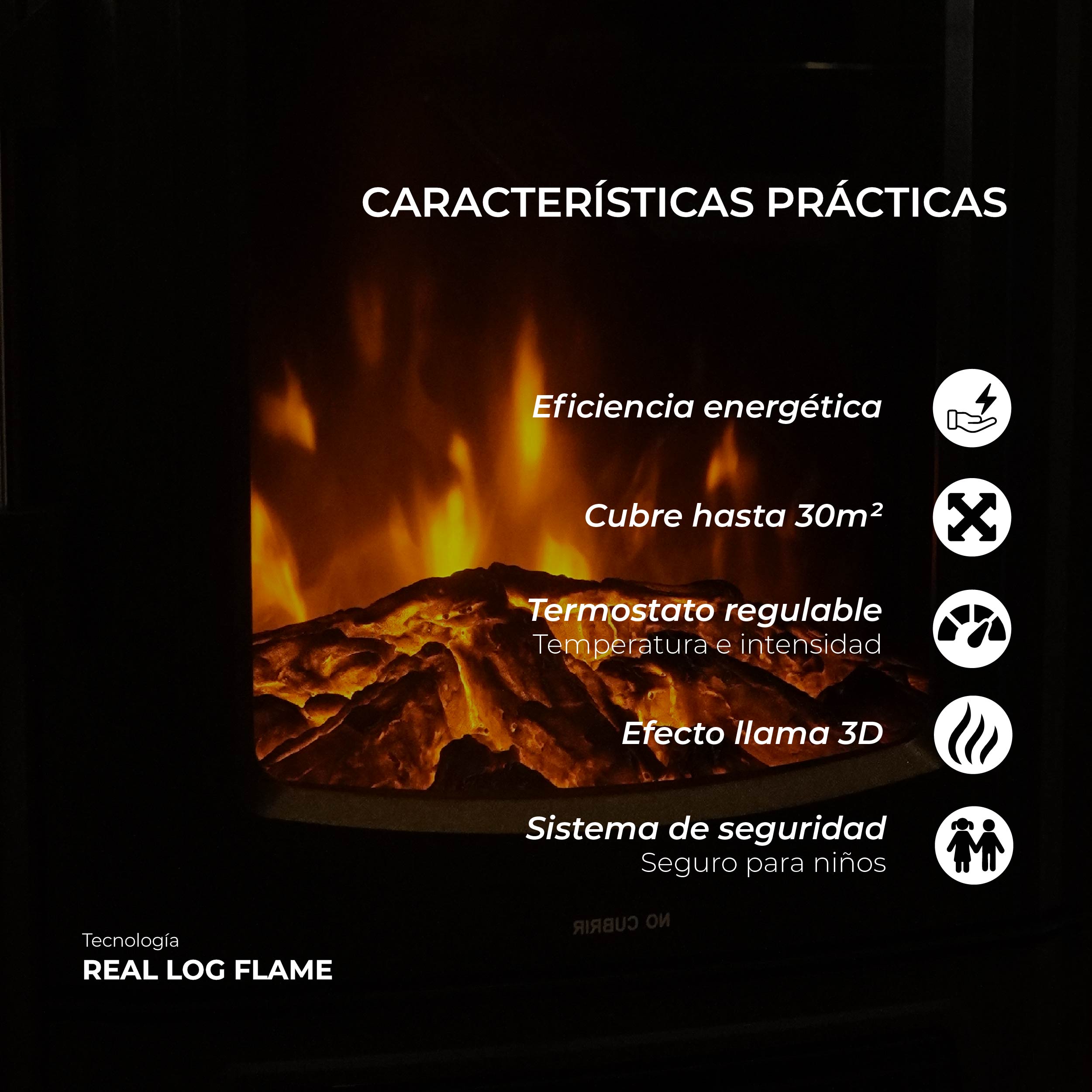 Calefactor Chimenea Eléctrica Magma 2000W