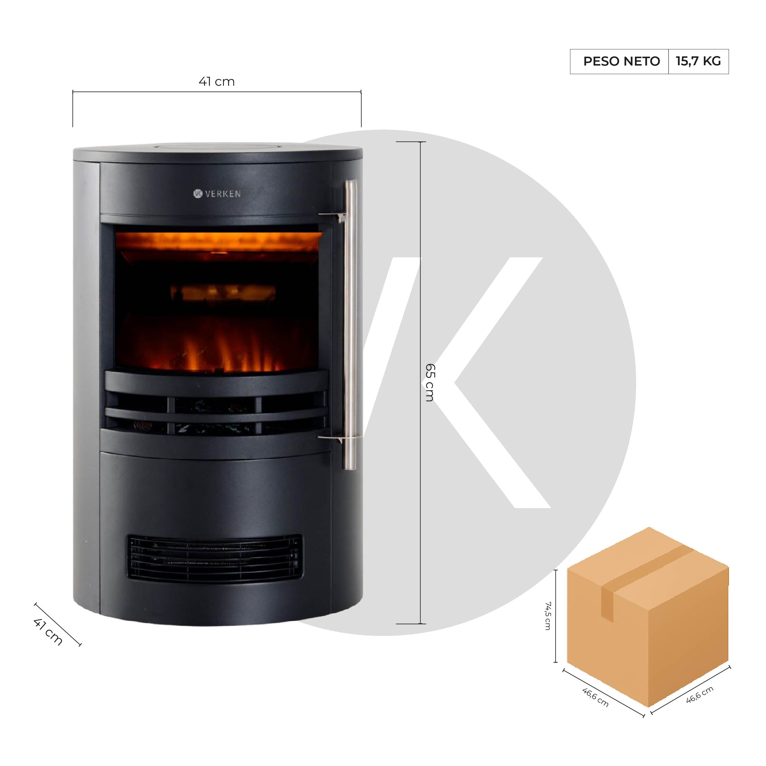 Calefactor Chimenea Eléctrica Krakatoa 2000W