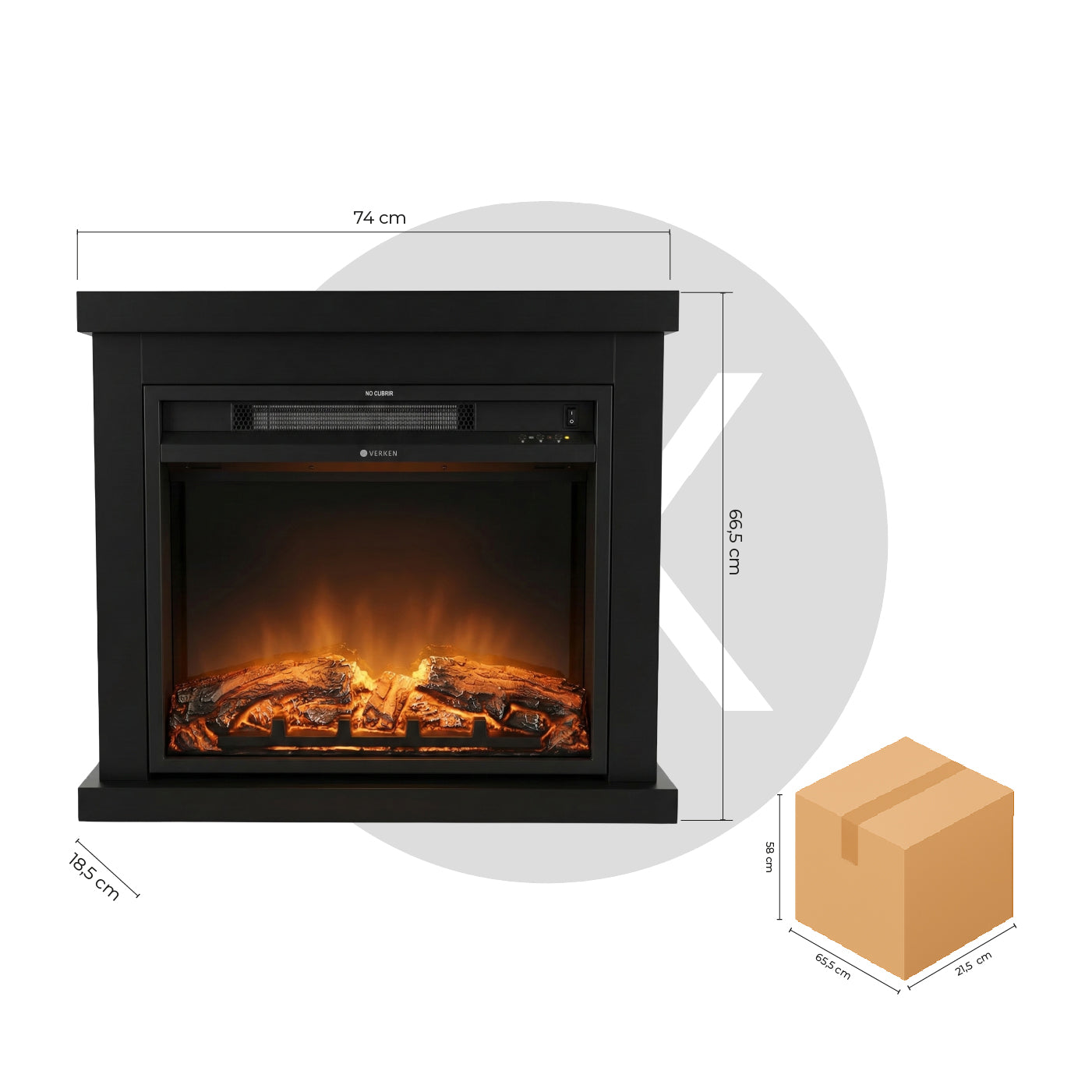 Calefactor Chimenea Eléctrica Vulkan 2000W