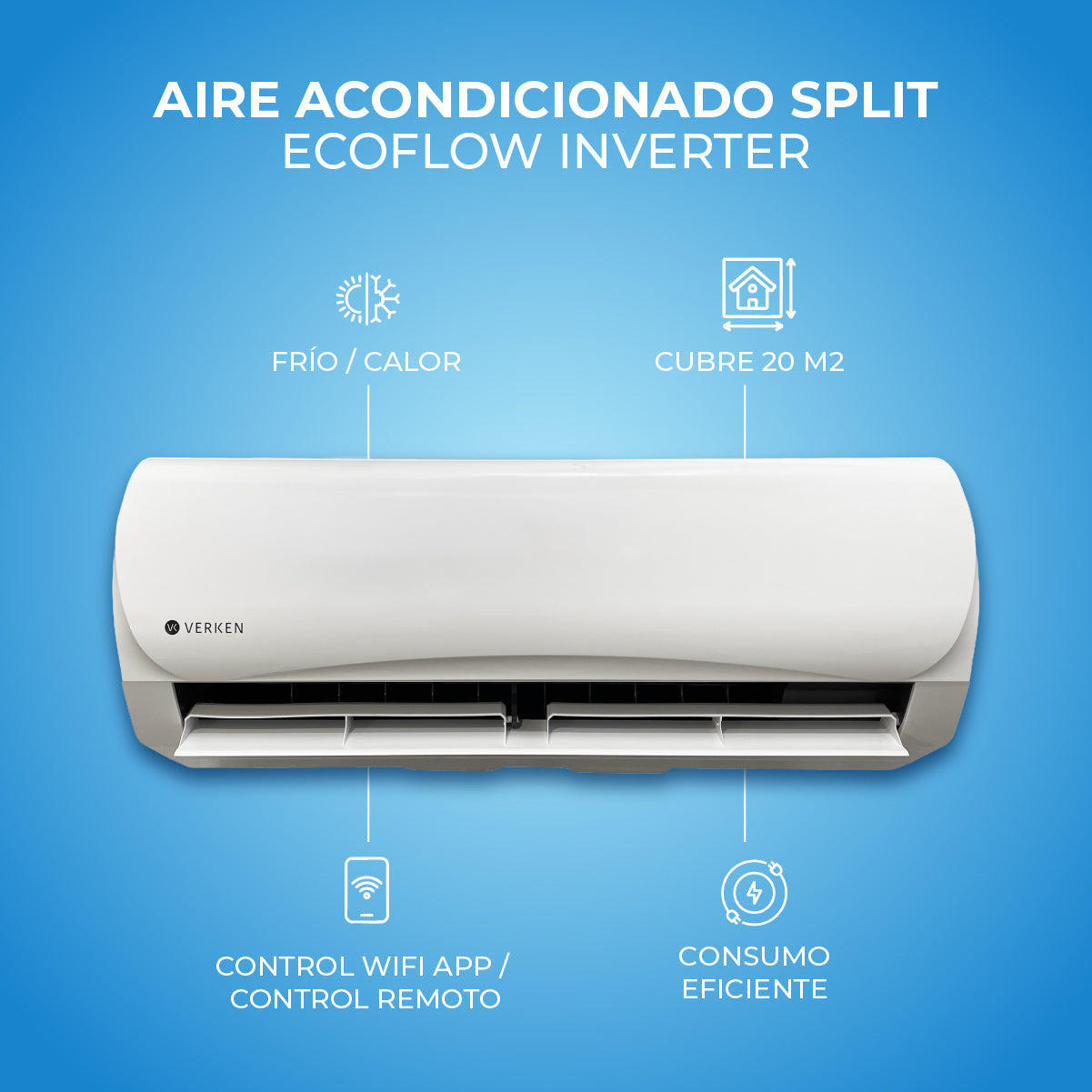 Aire Acondicionado Split Frío/Calor Inverter Aeris - Wifi 9.000 BTU
