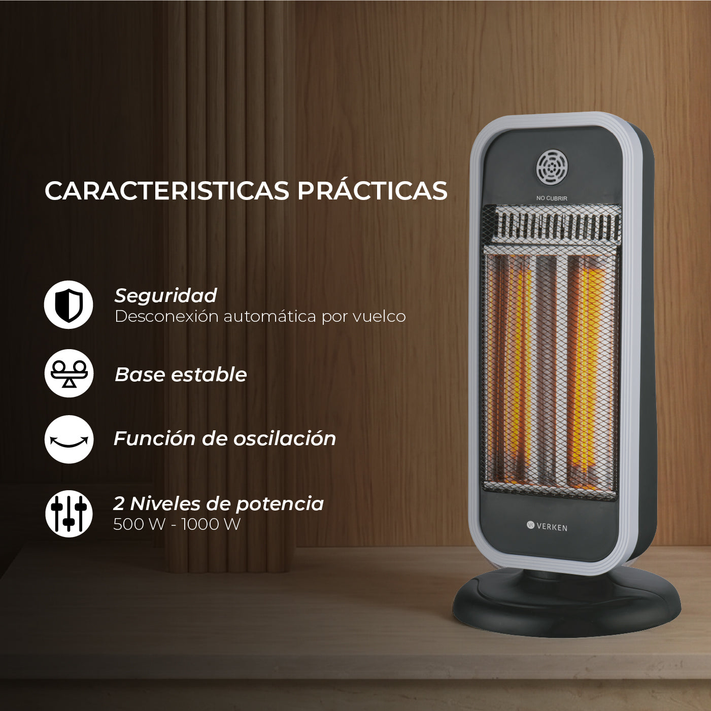 Estufa Eléctrica Fibra de Carbono Atlas 1000W