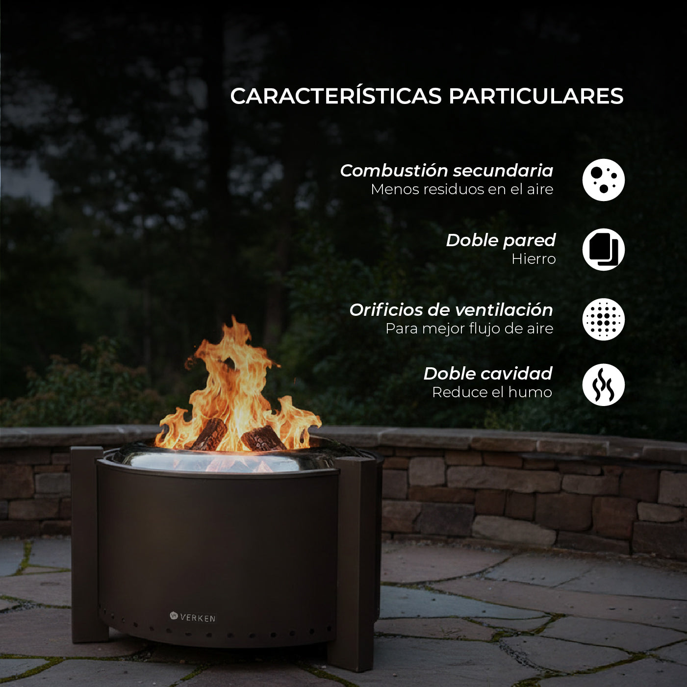 Fogón Brasero Terraza sin Humo Brann Pro + Accesorios / 72 cm