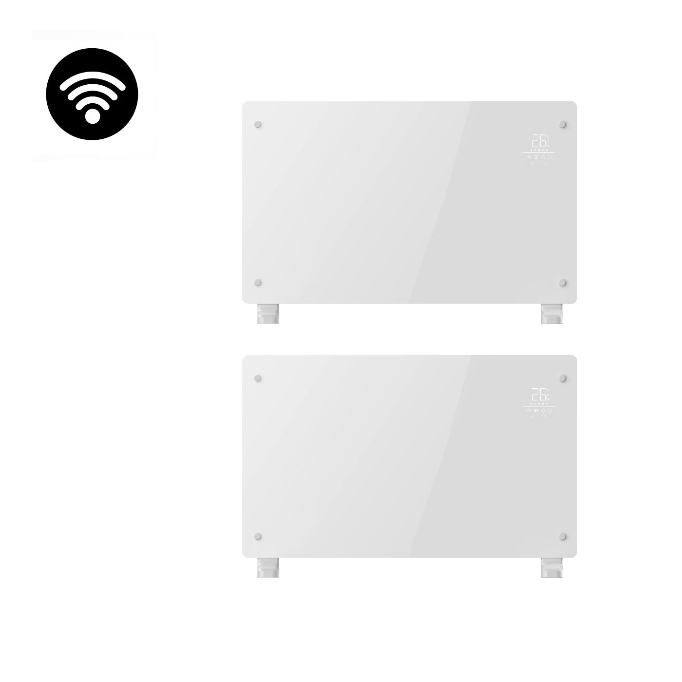 Pack x2 Estufas Paneles Radiadores Eléctricos Nordglass Blanco 1500W