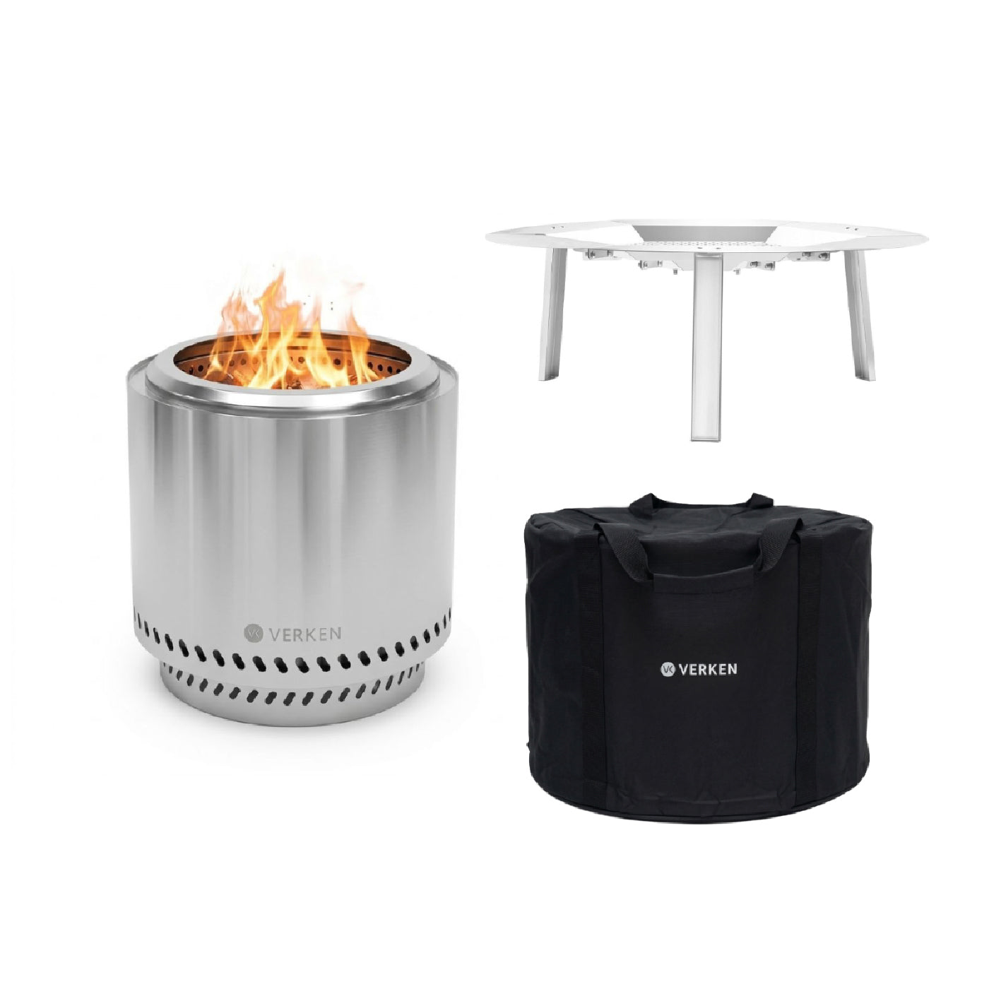 Pack Calor Brasero Sin Humo L 50cm Metal + Deflector Calor + Cobertor