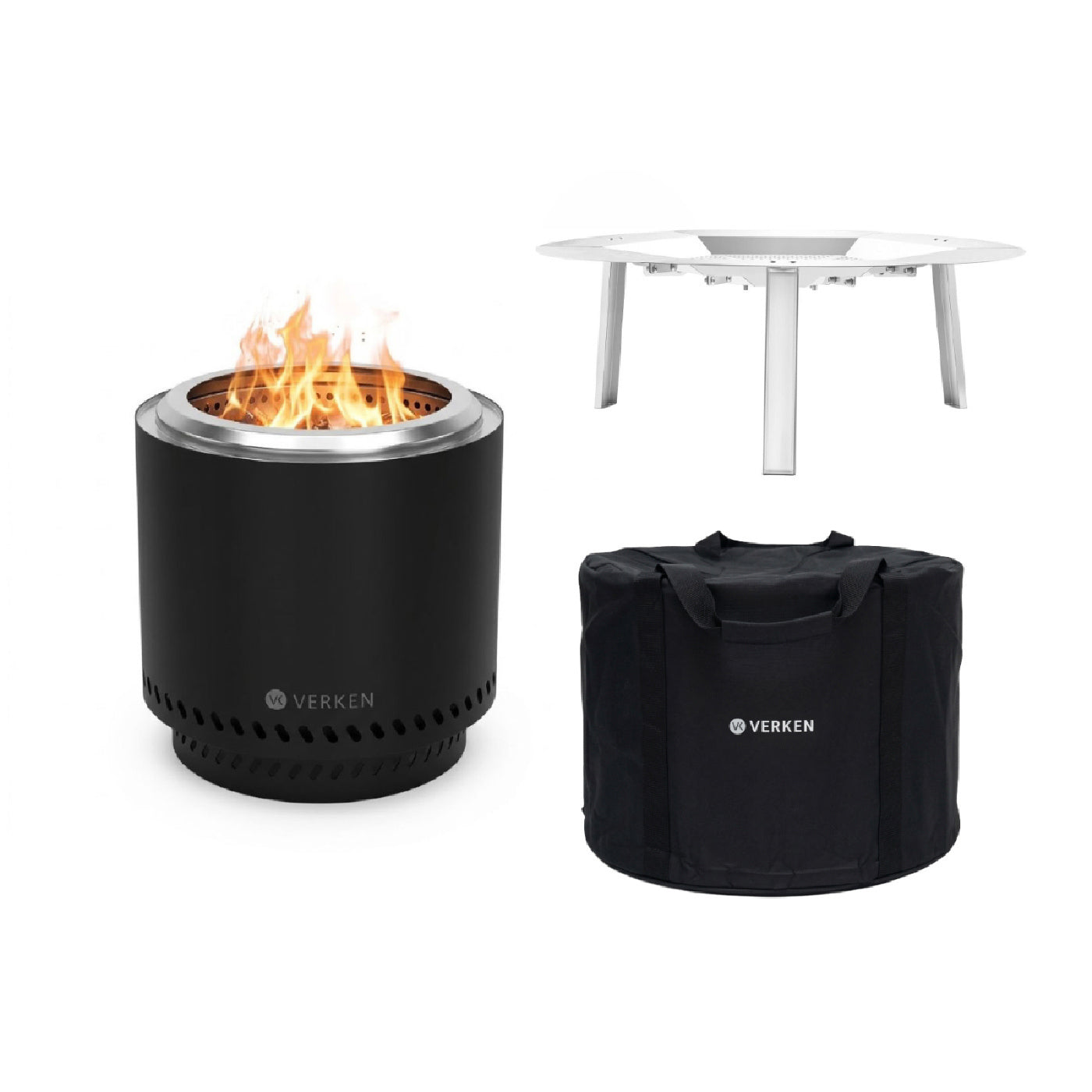 Pack Calor Brasero Sin Humo L 50cm Negro + Deflector Calor L + Cobertor L