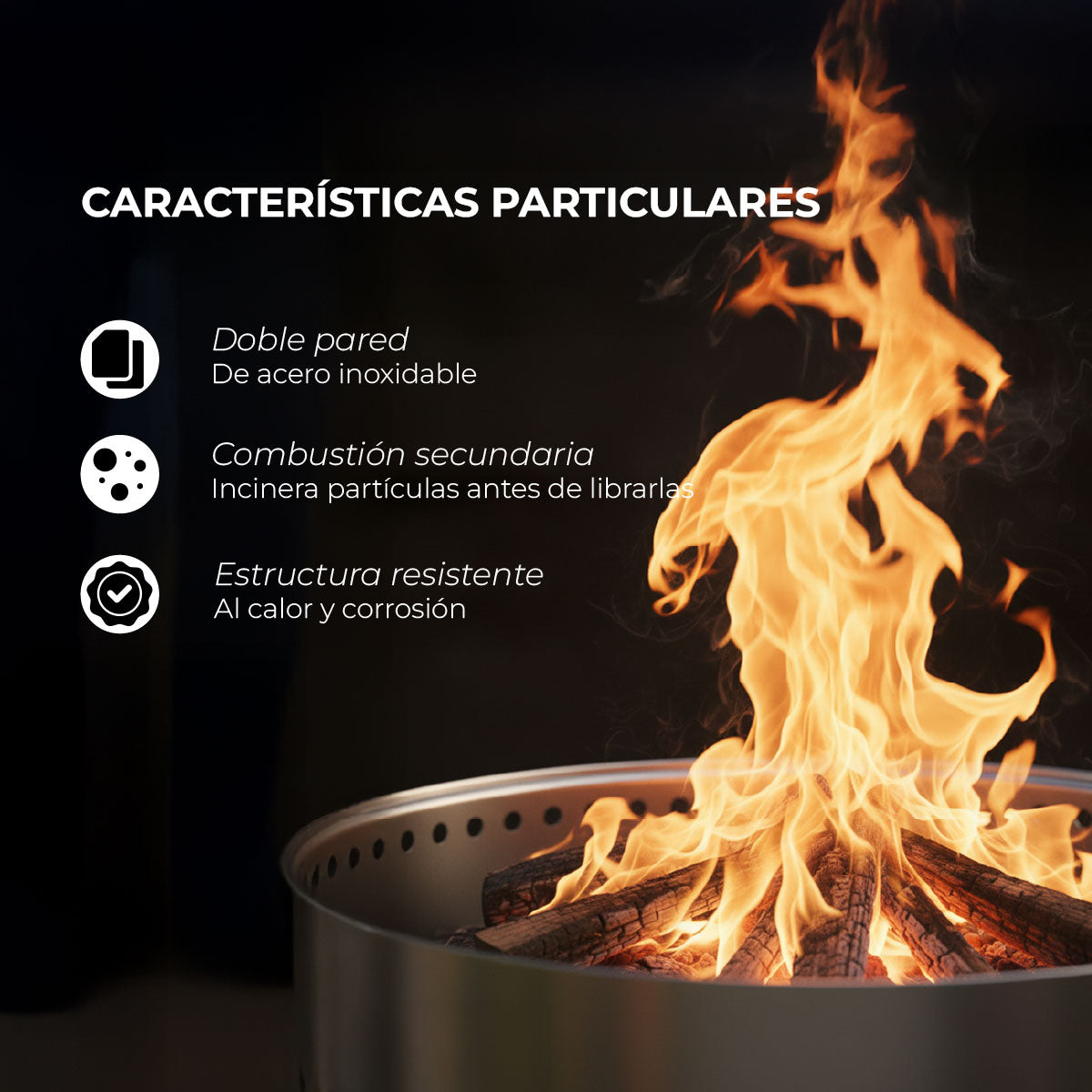 Fogón Brasero Terraza sin Humo Brann – Acero Inoxidable 304 + Accesorios / 50 cm