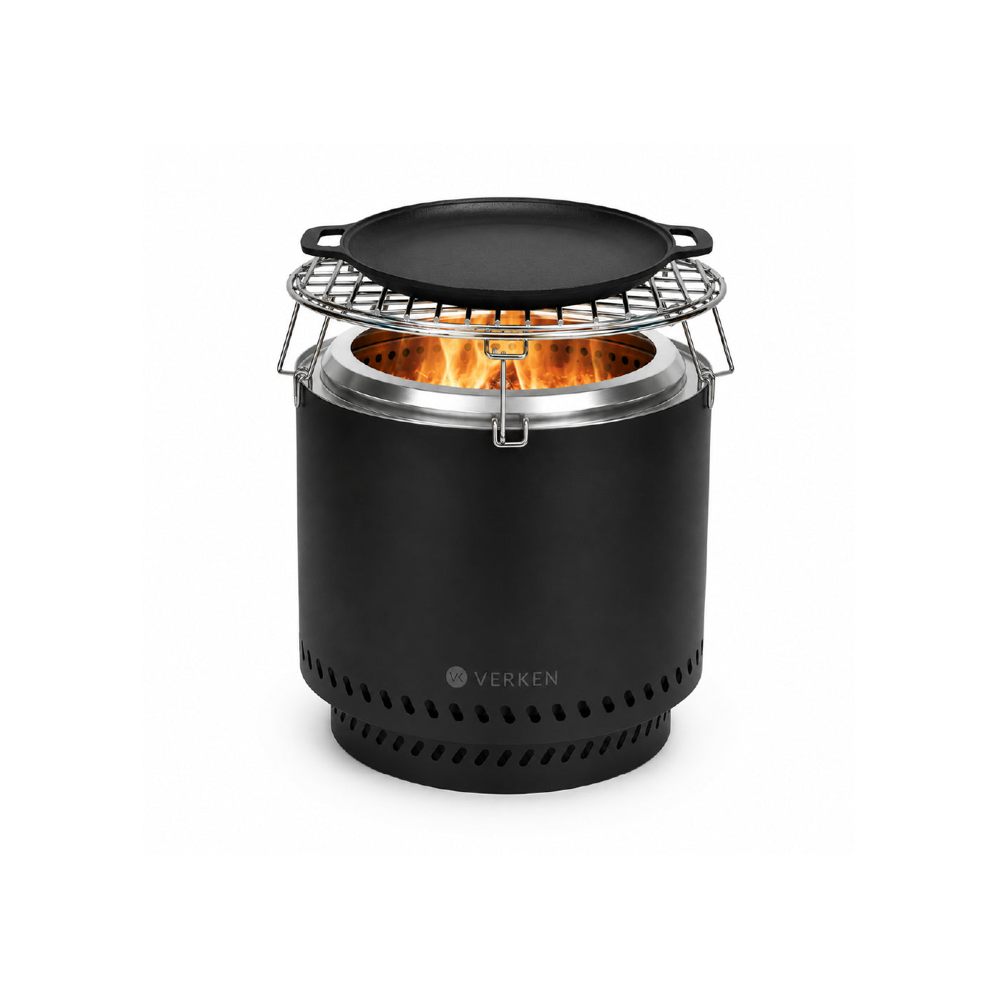 Pack Parrillero Brasero sin Humo S 38 cm Negro + Accesorios