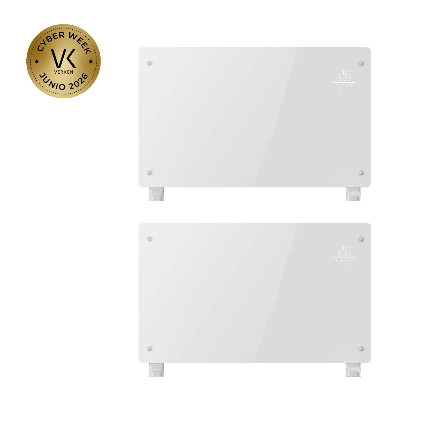 Pack x2 Estufas Paneles Radiadores Eléctricos Heatglass Blanco 2000W