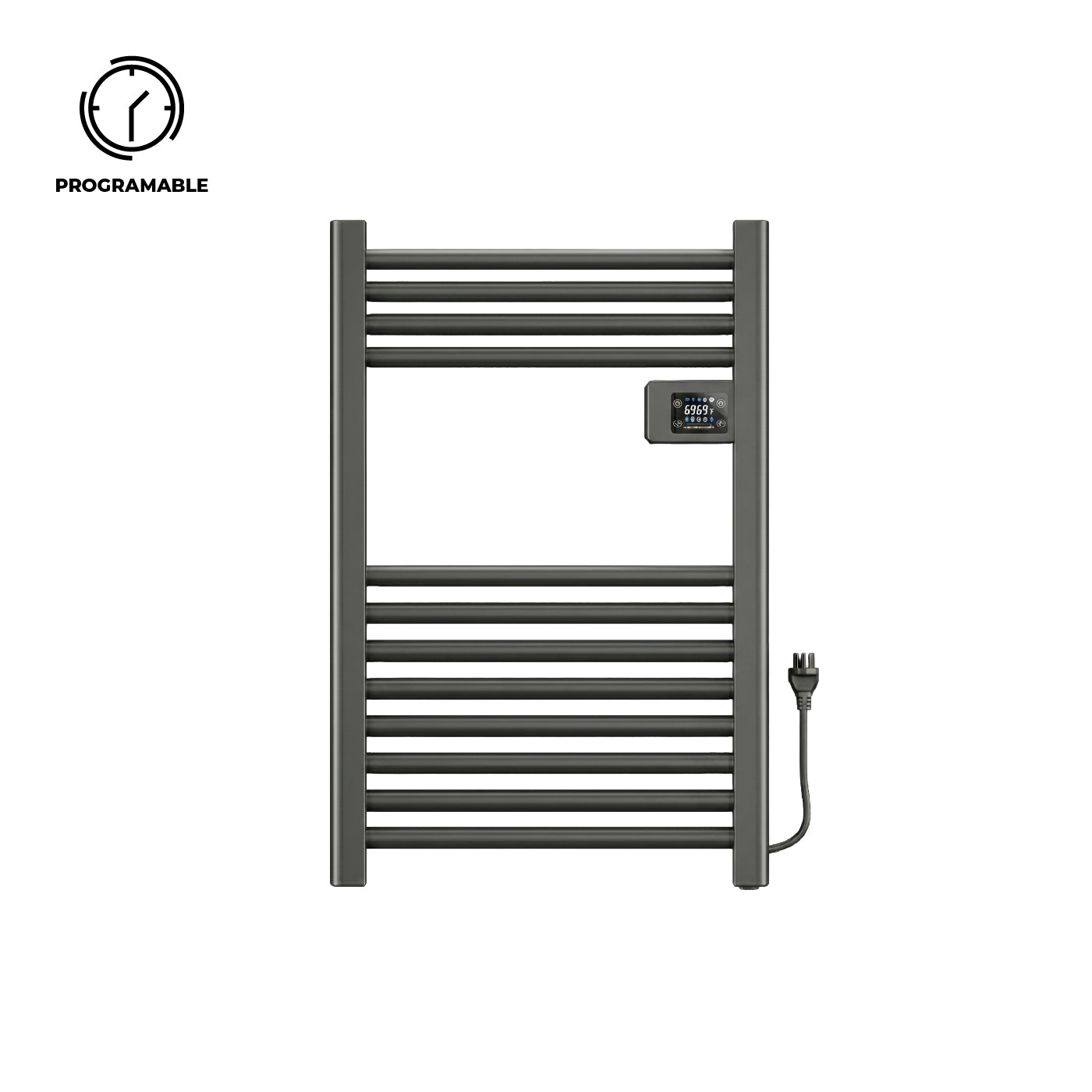 Calefactor Secador de Toalla Eléctrico para Baño 250W Mural 70cm x 40cm Salerno Gris