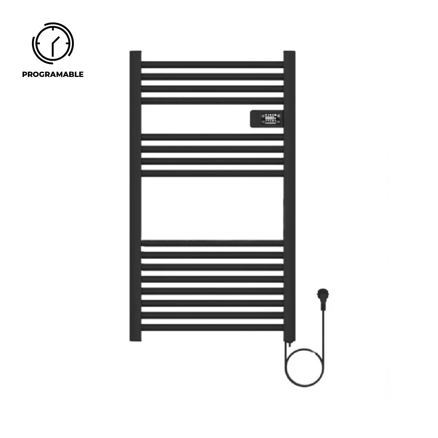 Calefactor Secador de Toallas Eléctrico para Baño Programable 500 w Mural 88x54 cm Vesubio Negro