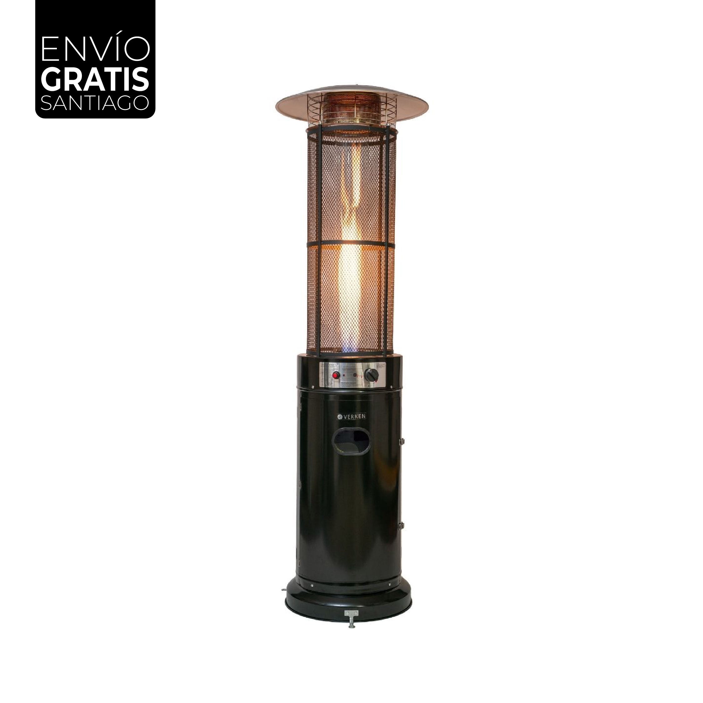 Estufa Exterior Gas Krom - Negro | Calefactor Gas para Terrazas y Patios