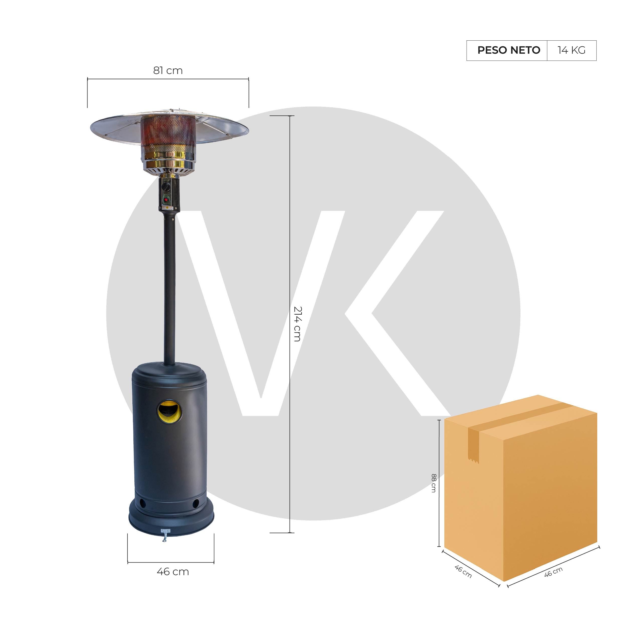 Estufa Exterior Gas Svart Pro - Negro | Calefactor Gas para Terrazas y Patios