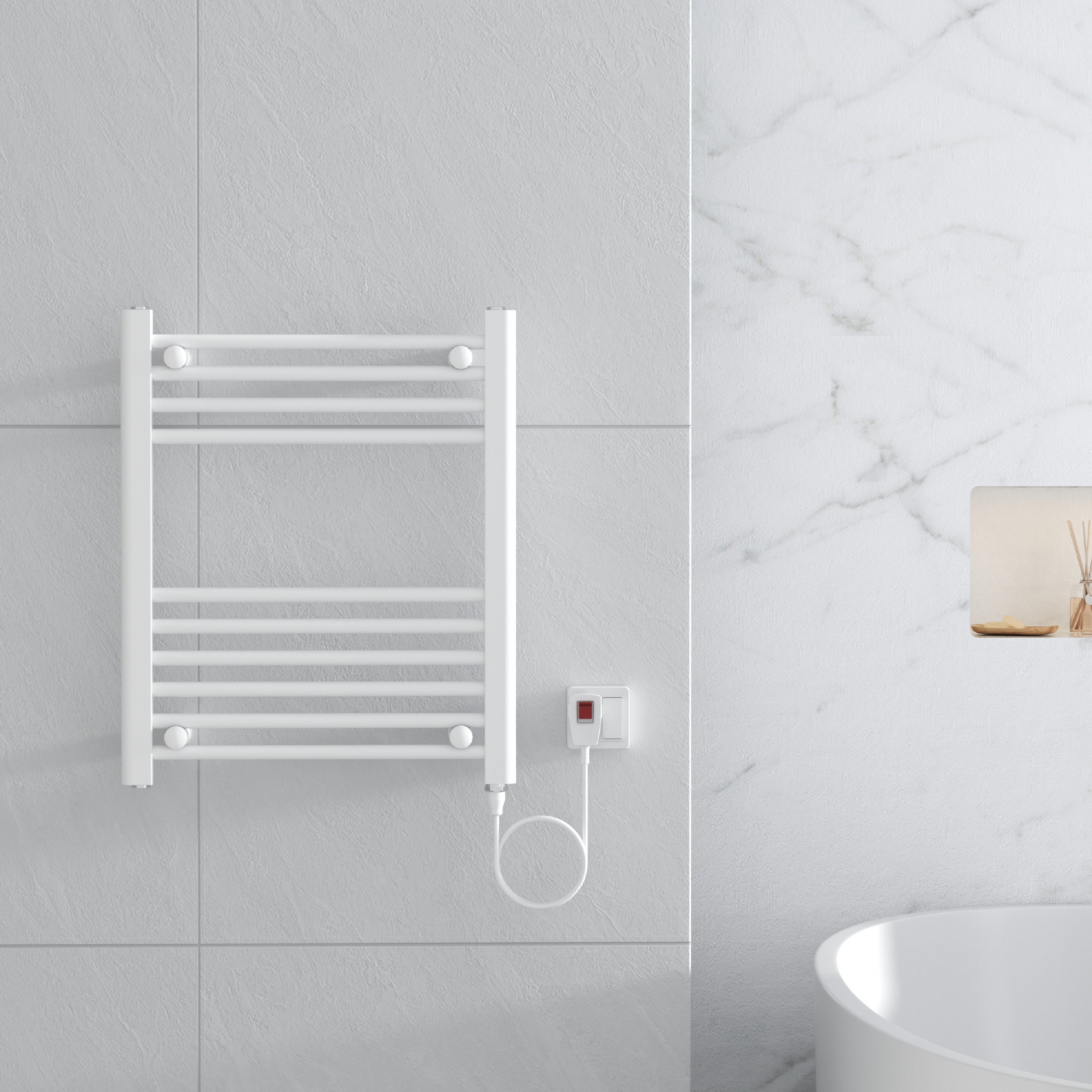 Calefactor Secador de Toallas Eléctrico para Baño 200W Mural 60x50 cm Lipari Blanco