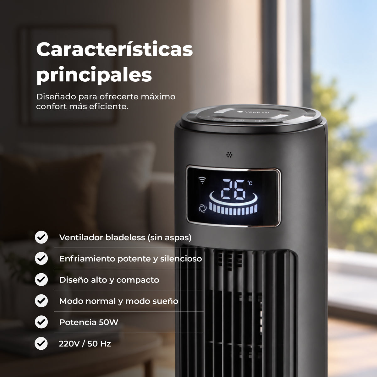 Ventilador de Torre Wifi 102 cm Nordan - 3 Velocidades + Control Remoto