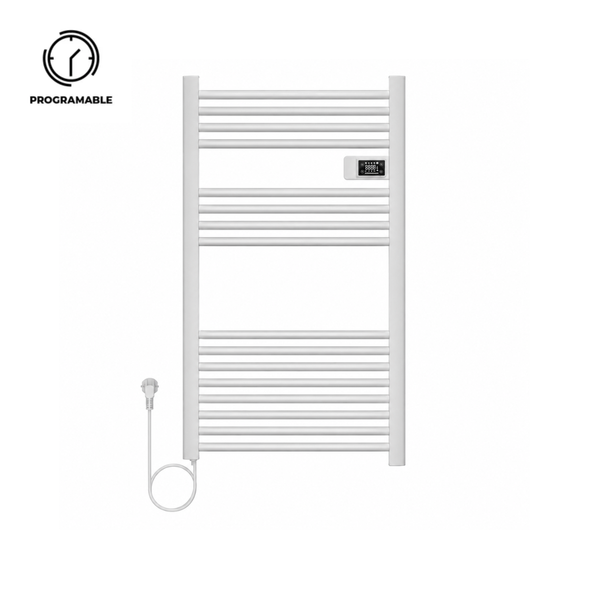 Calefactor Secador de Toallas Eléctrico para Baño Programable 500 w Mural 88x54 cm Vesubio Blanco