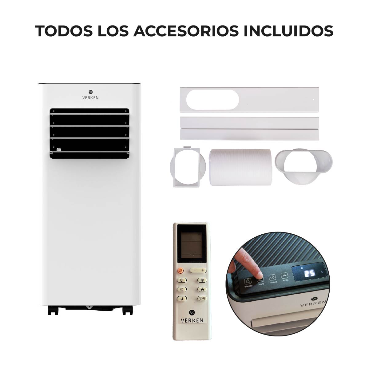 Aire Acondicionado Portátil Calefactor 4 en 1 - 9.000 BTU Frio / Calor Zermatt + Kit Ventana Corrediza 1,76 mt