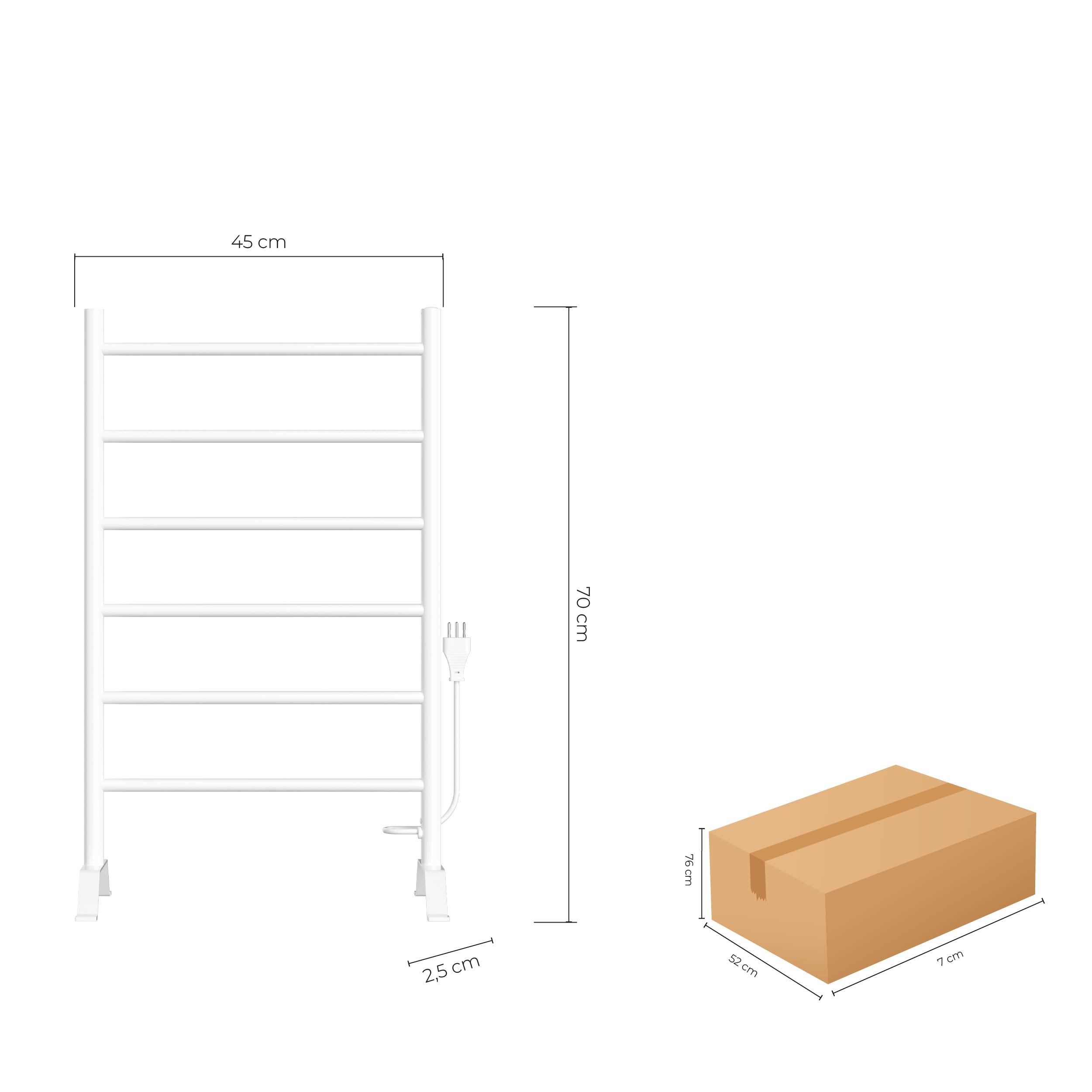 Calefactor Secador de Toallas Eléctrico para Baño 80W Pedestal 70x45 cm Vico Blanco