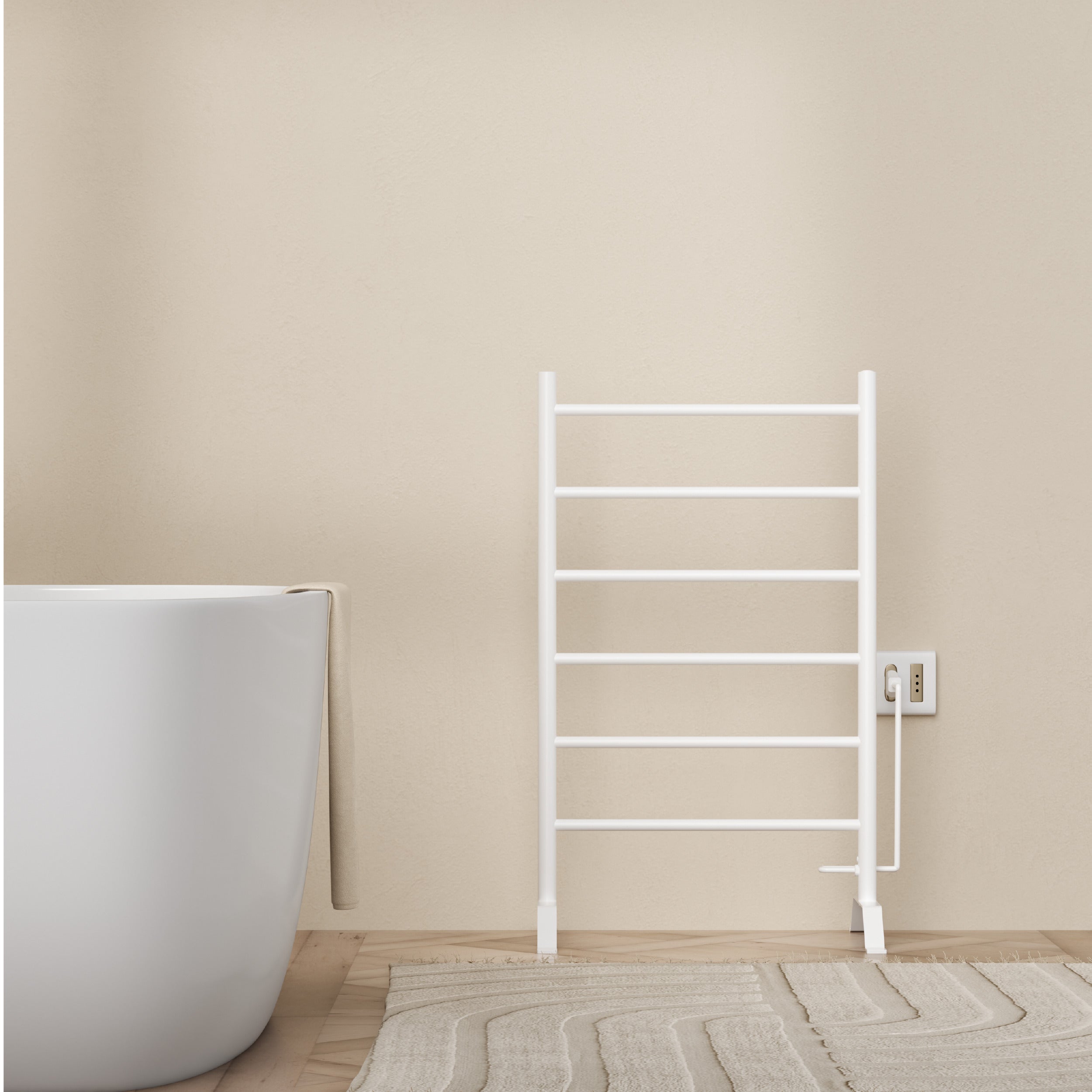 Calefactor Secador de Toallas Eléctrico para Baño 80W Pedestal 70x45 cm Vico Blanco
