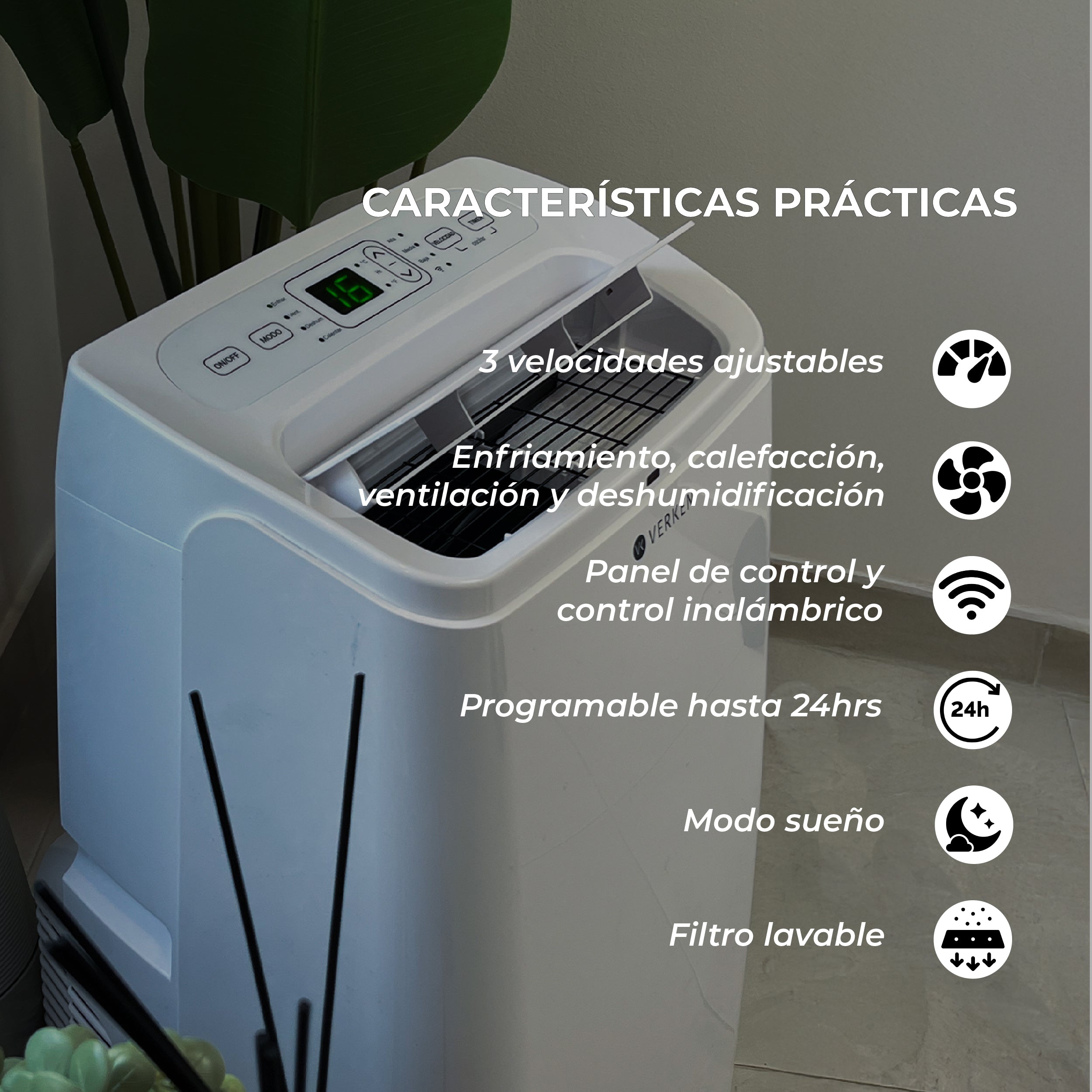 Aire Acondicionado Portátil Calefactor 4 en 1 - 12.000 BTU Frio / Calor Wifi Chamonix + Kit Ventana Corrediza 1,80 mt