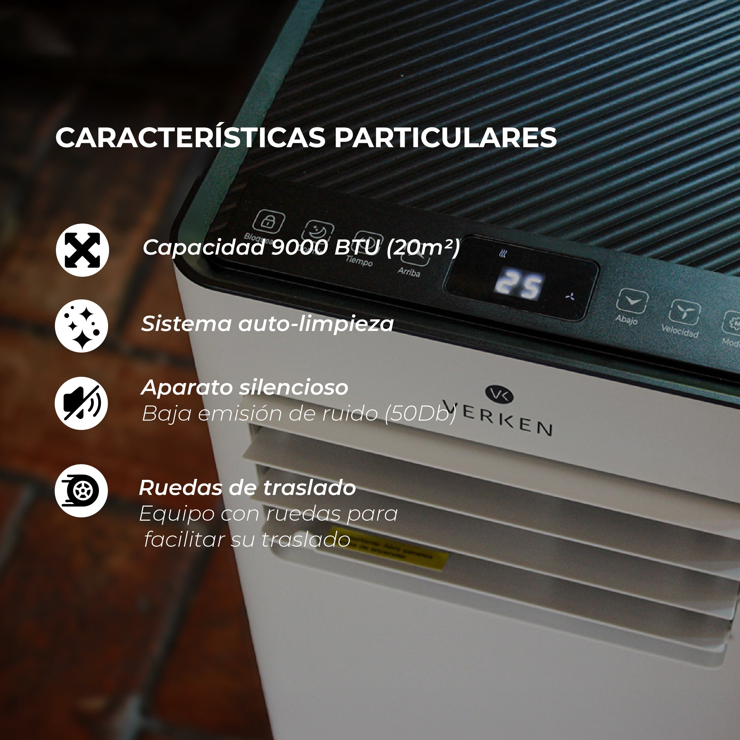 Aire Acondicionado Portátil Calefactor 4 en 1 - 9.000 BTU Frio / Calor Zermatt + Kit Ventana Corrediza 1,76 mt