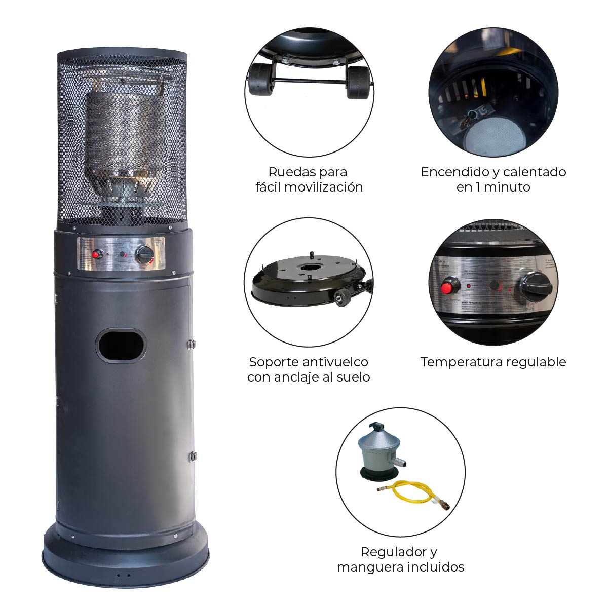 Estufa Exterior Gas Litt - Mate | Calefactor Gas para Terrazas y Patios