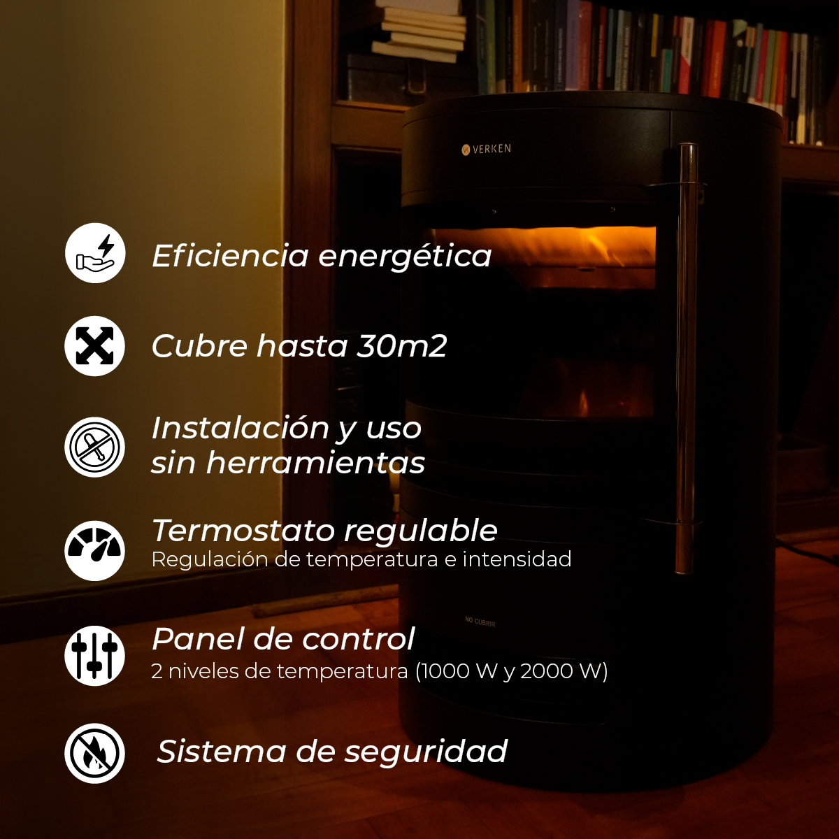 Chimenea Eléctrica Krakatoa 2000W