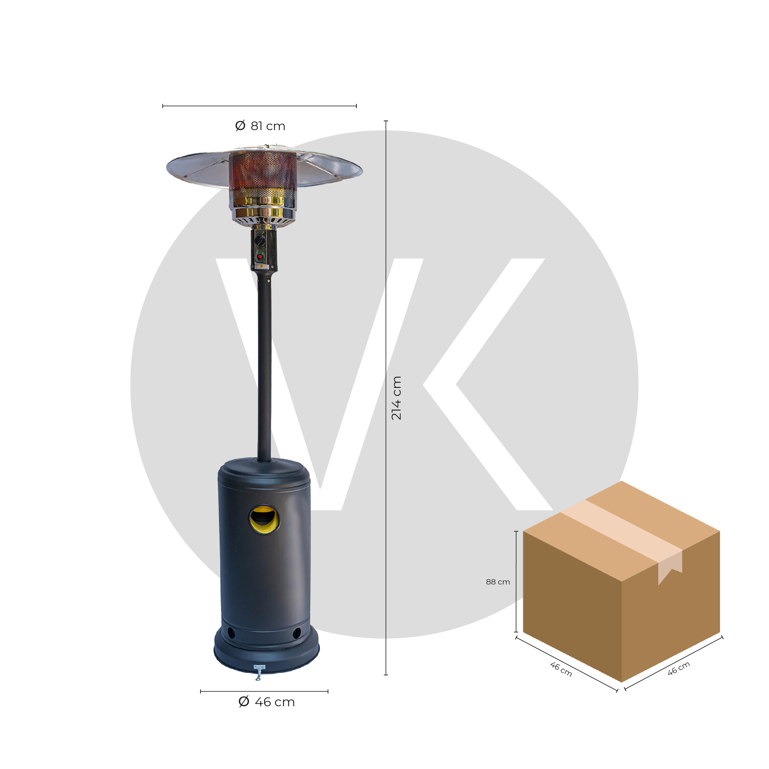 Estufa Exterior Gas Svart Pro - Negro Mate | Calefactor Gas para Terrazas y Patios